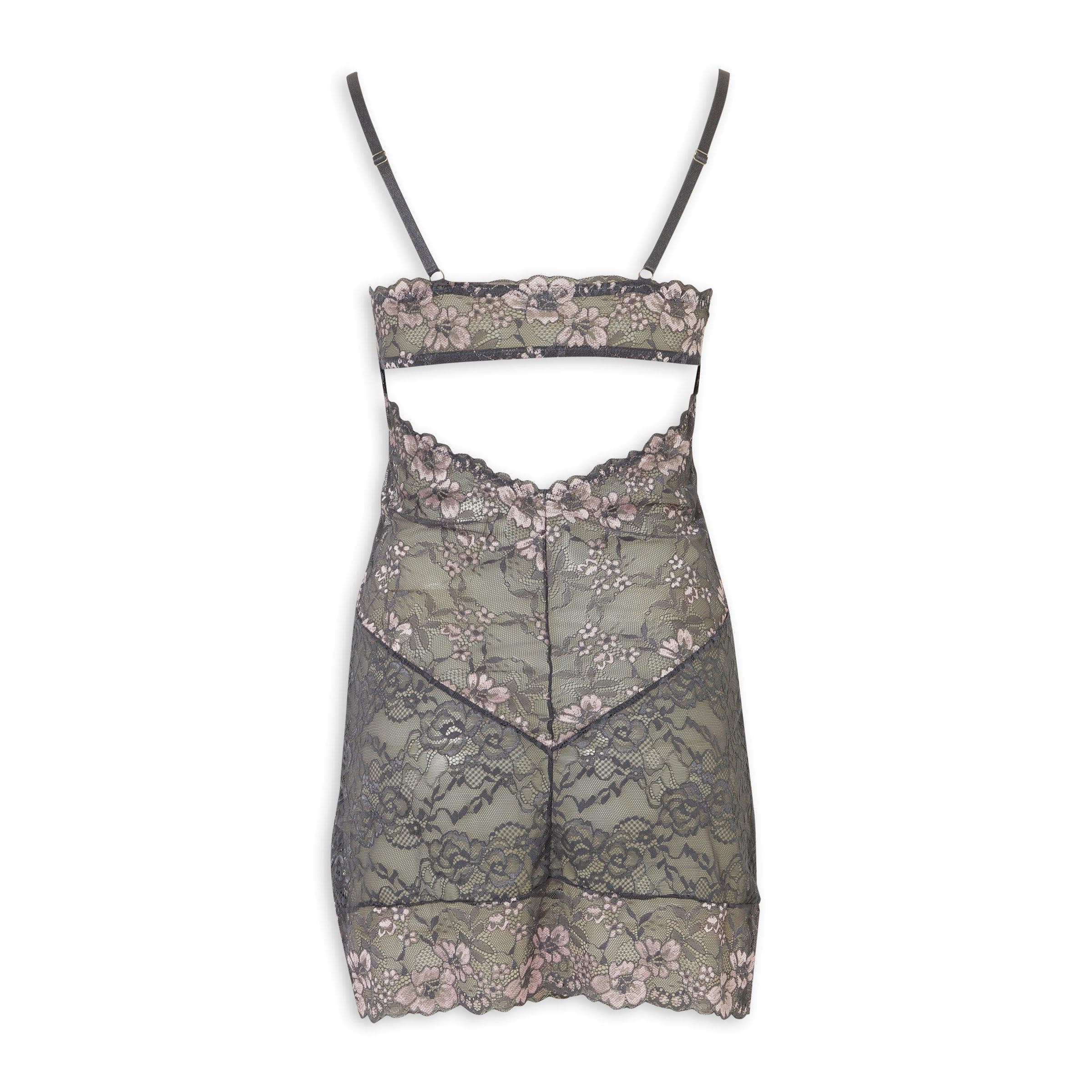 Grey Two Tone Lace Chemise, view 2