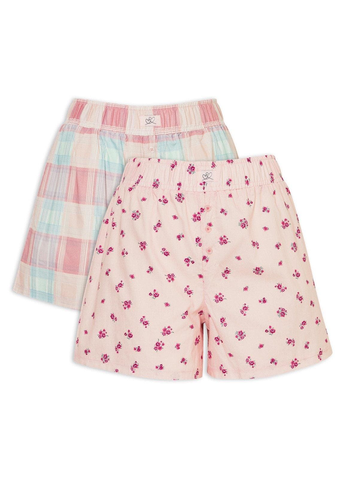 Floral & Plaid S Pyjama Shorts 2-Pack