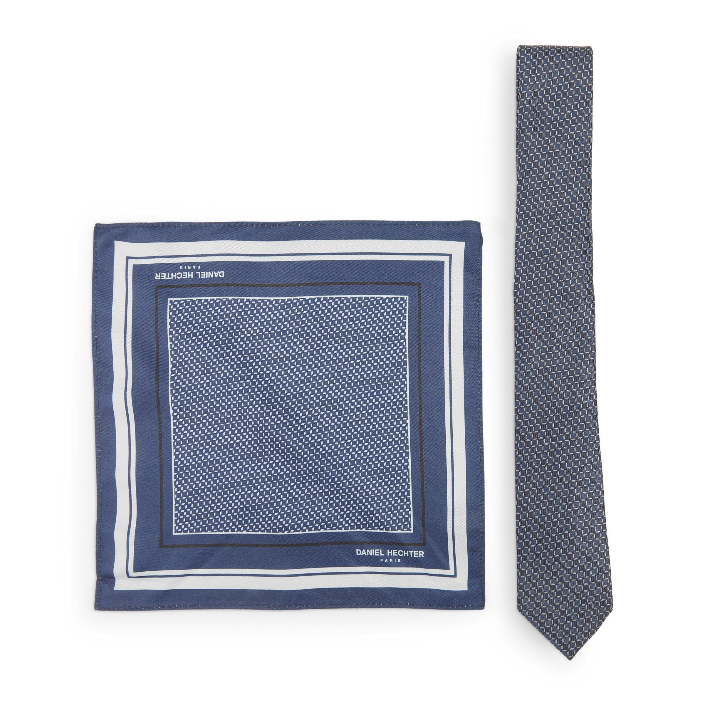 Navy Tie and Pocket Square Set