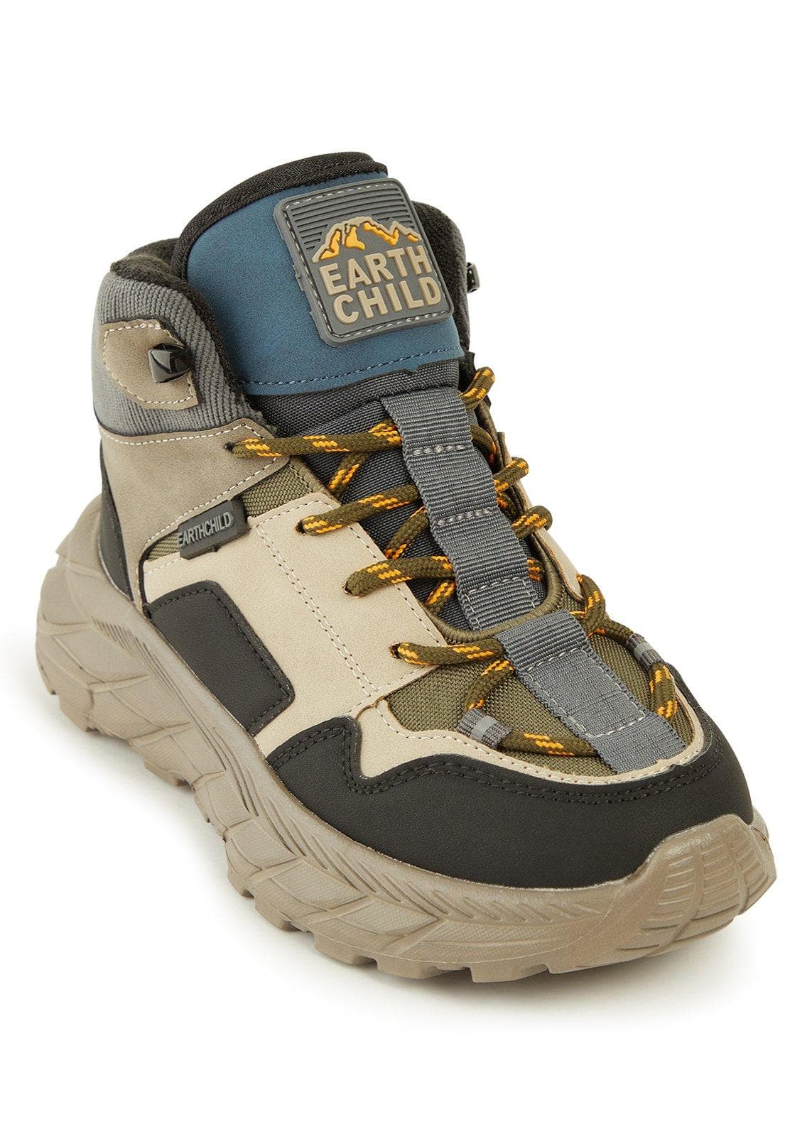 Beige Colourblocked Hiker Boots, view 2