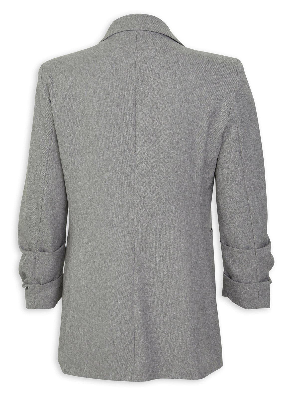 Grey Open-Front Ruched Blazer, view 2