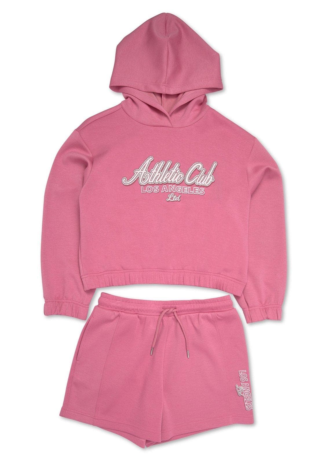 Pink Hoodie and Jogger Shorts Set