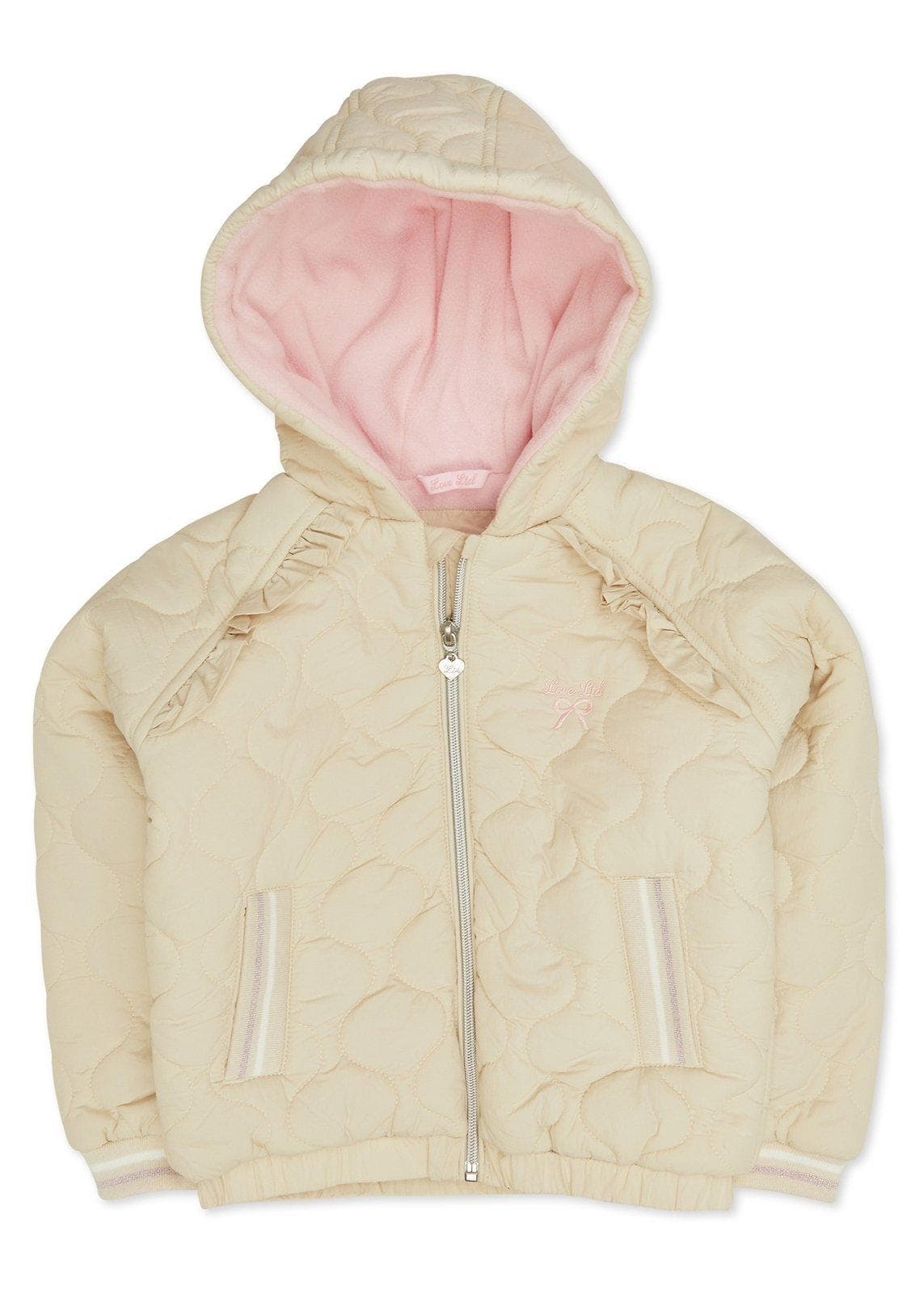 Kid Girls Brown Quilted Bomber Jacket