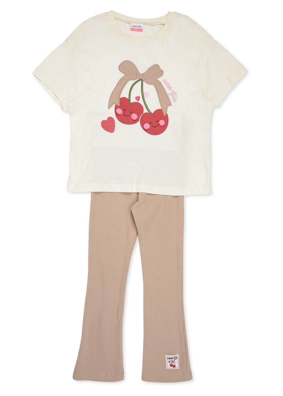 Kid Girls Beige T-shirt and Leggings Set