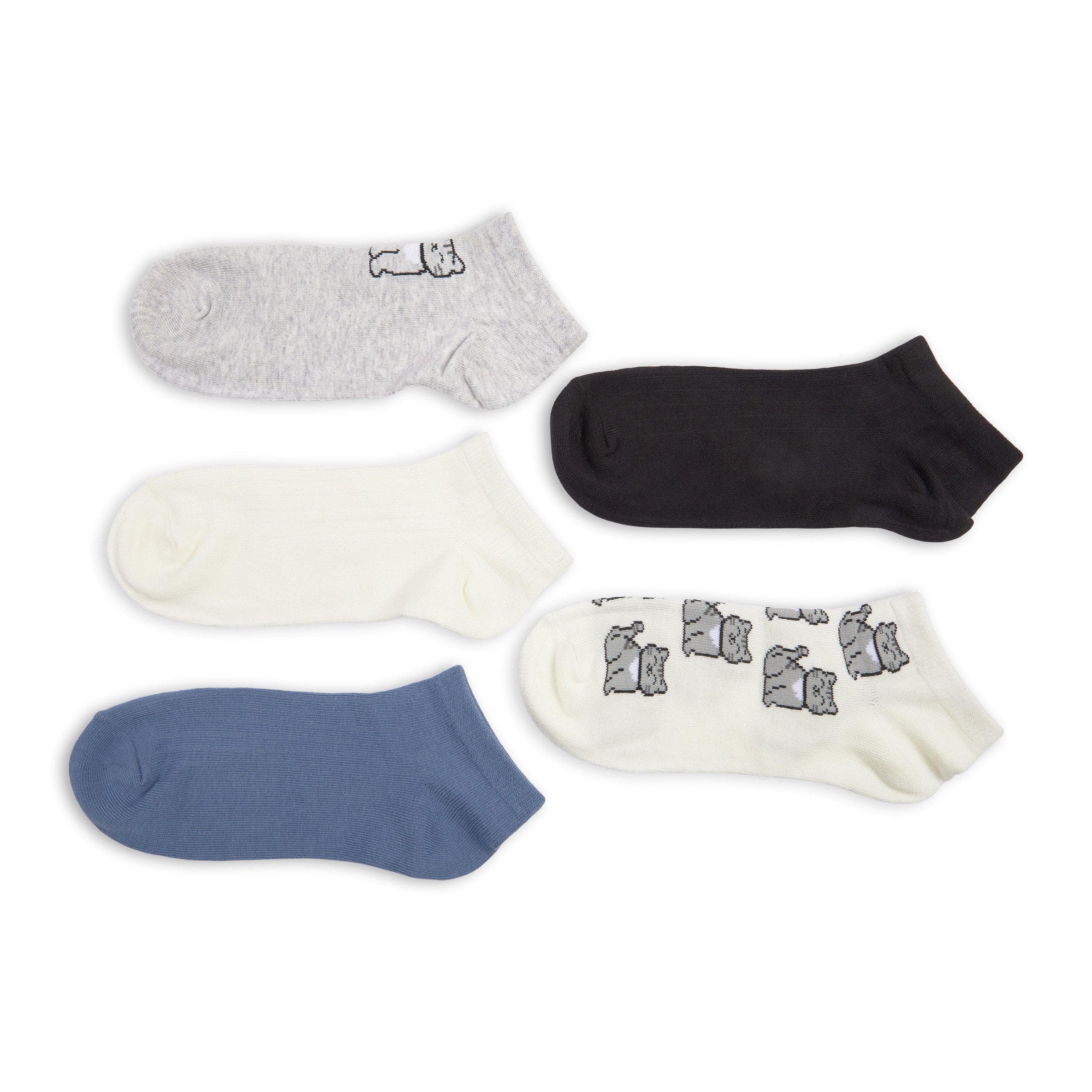 Cat Print Ankle Socks 5-Pack