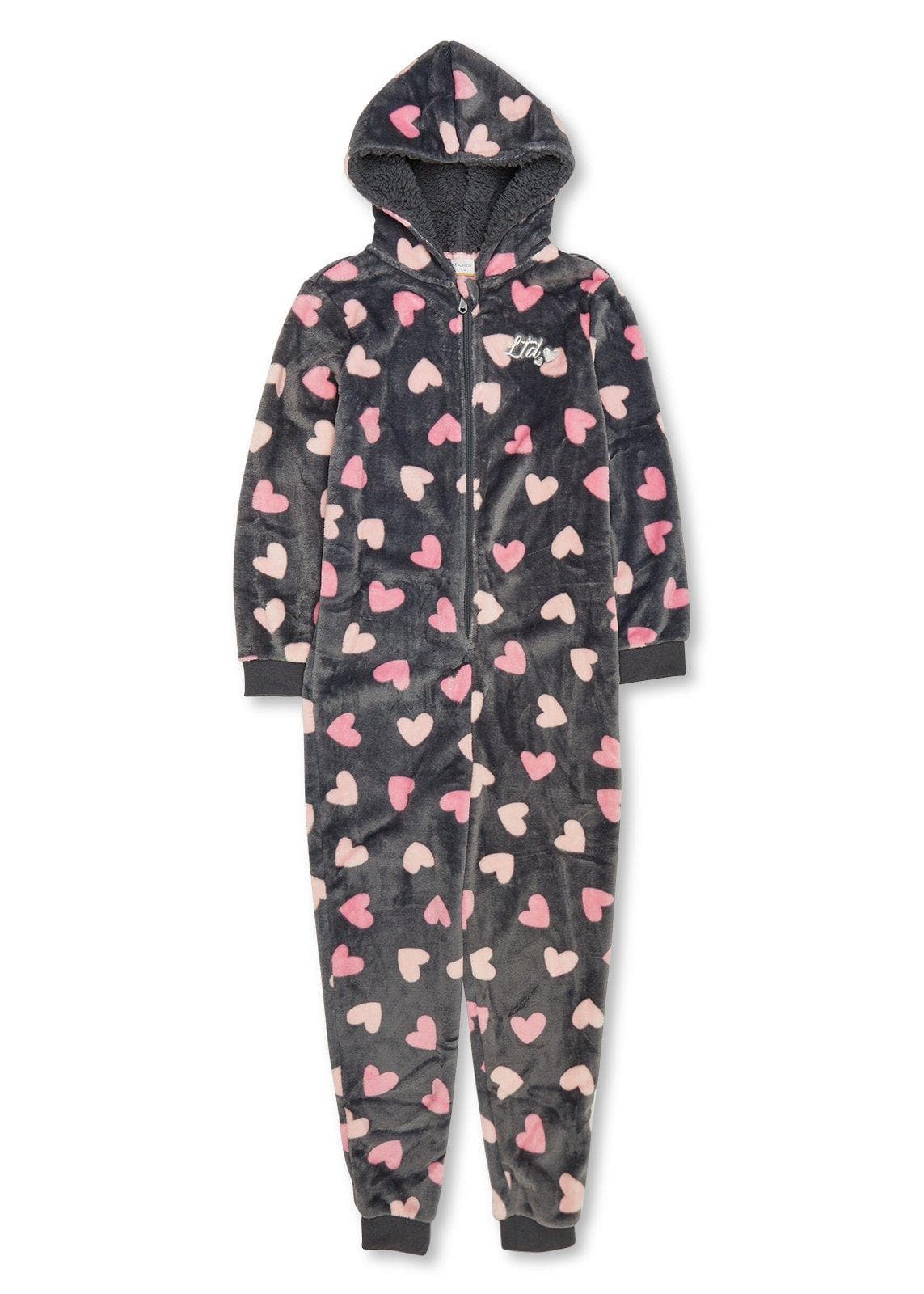 Grey Heart Print Onesie