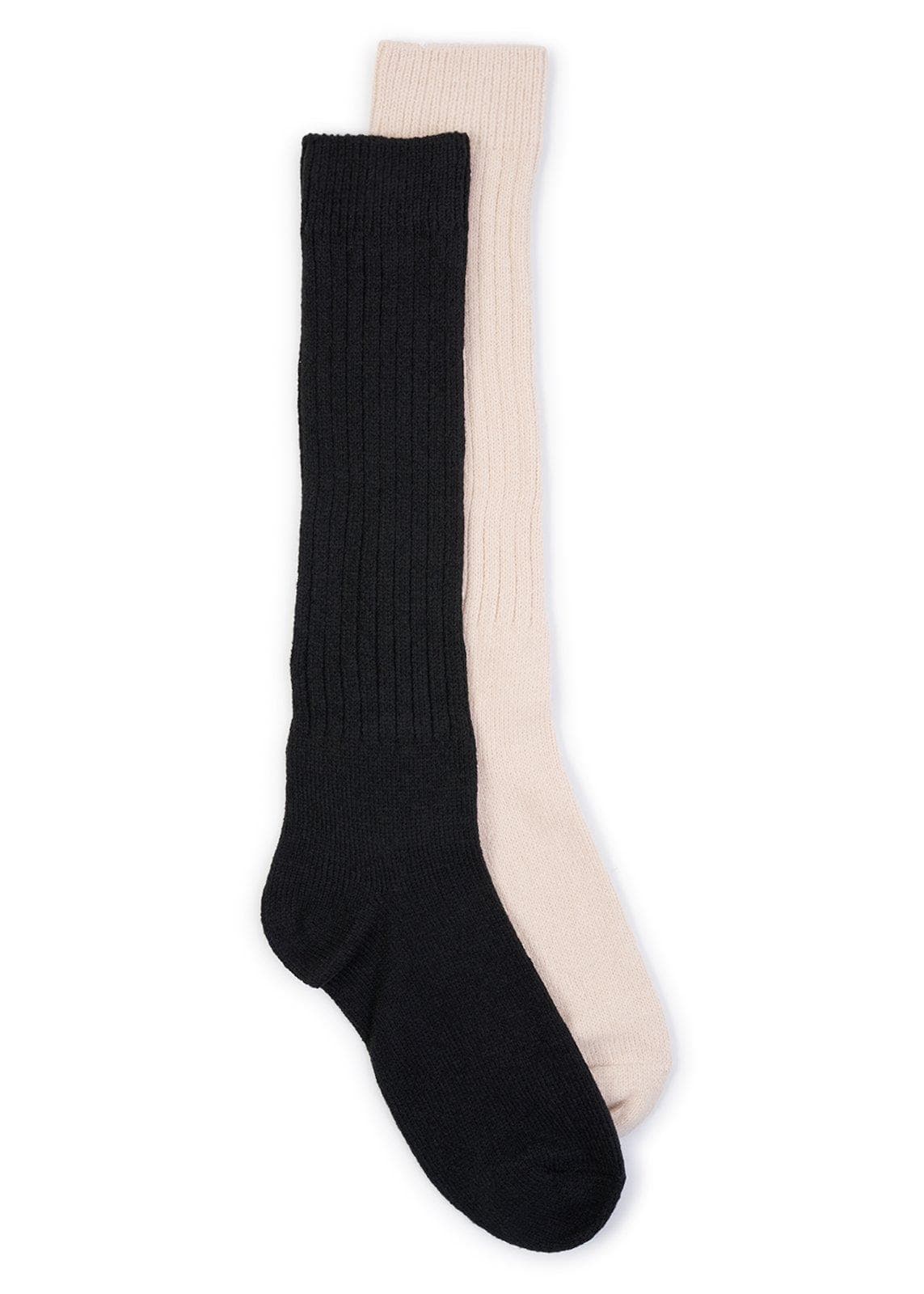 2-Pack Black & Beige Knee High Socks, view 2