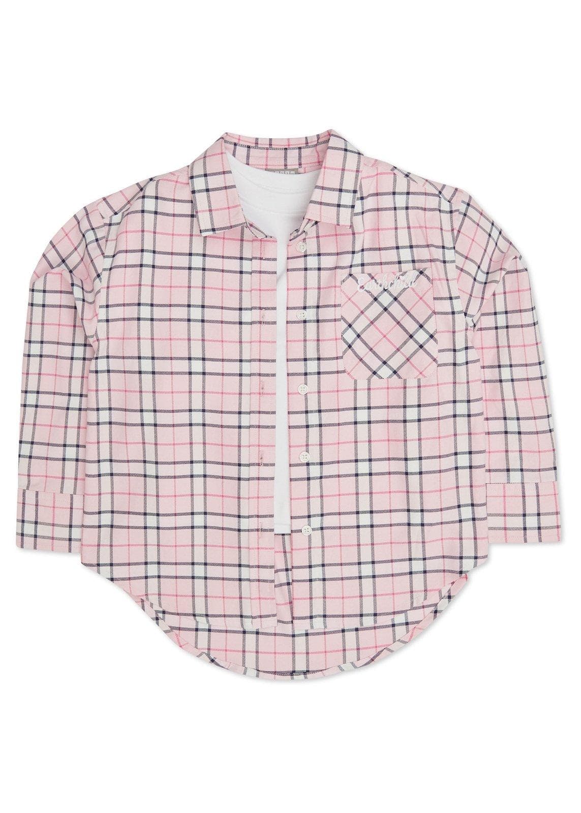Kid Girls Pink Shirt and T-shirt Set