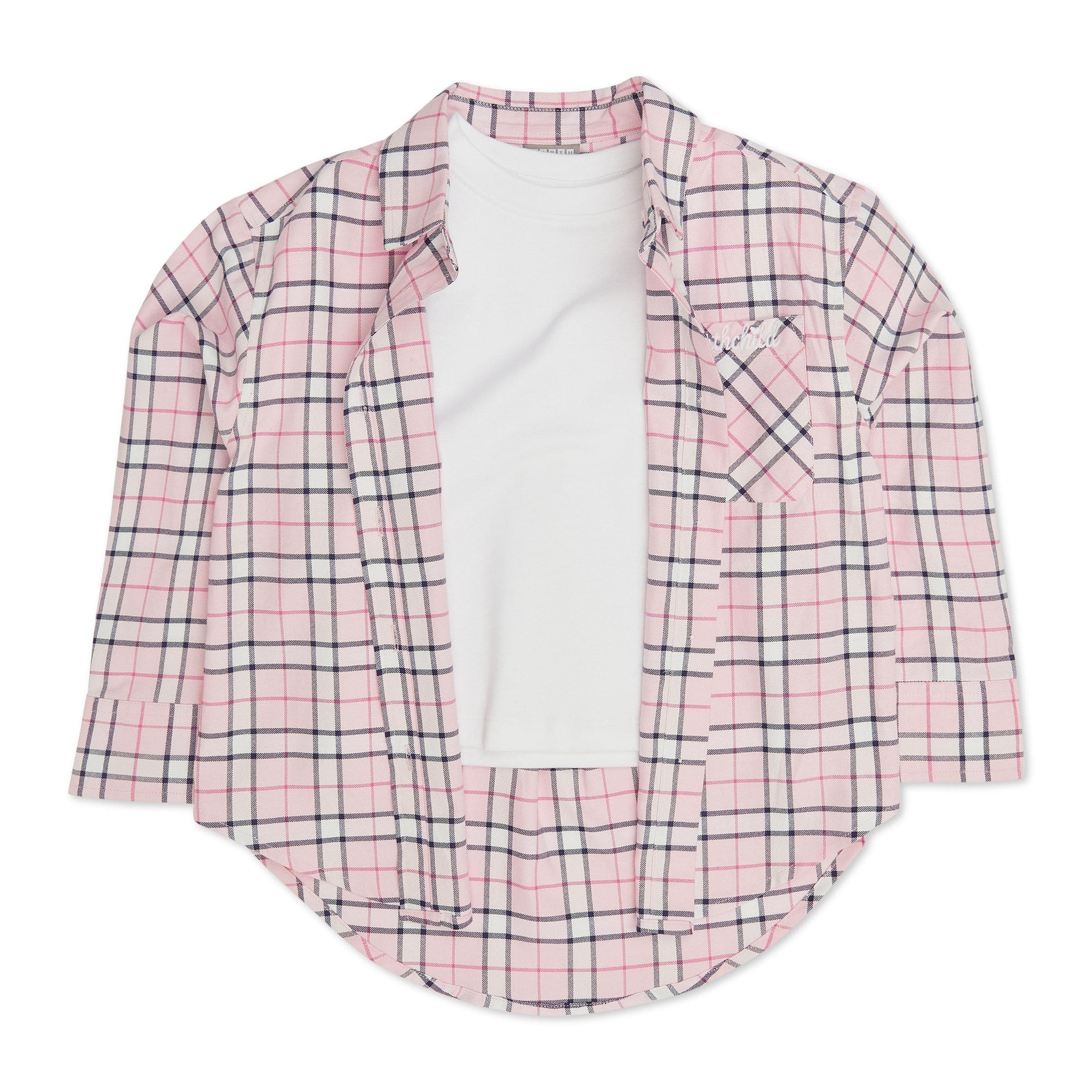Kid Girls Pink Shirt and T-shirt Set, view 2