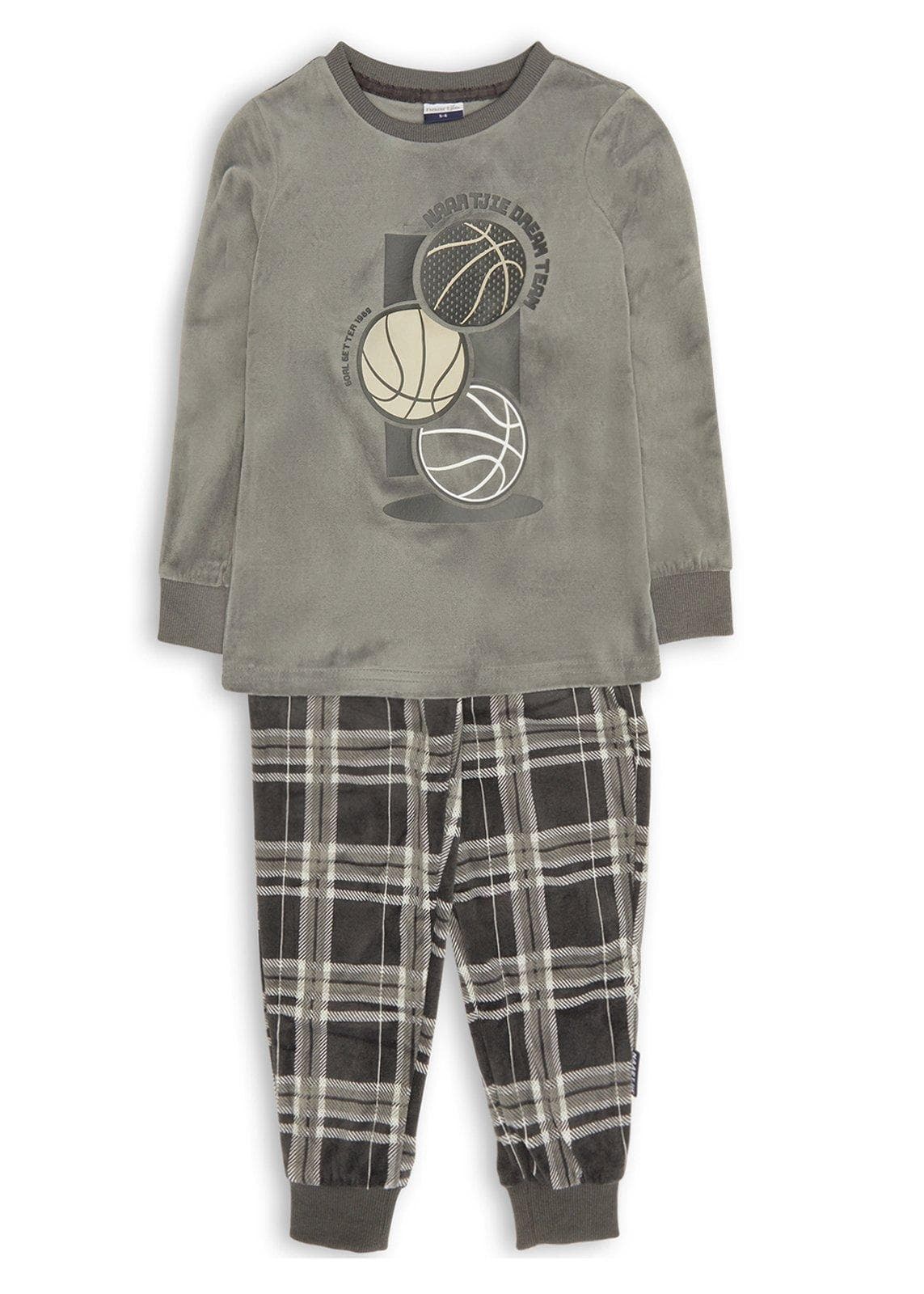Kid Boys Grey Pyjama Top and Pants Set