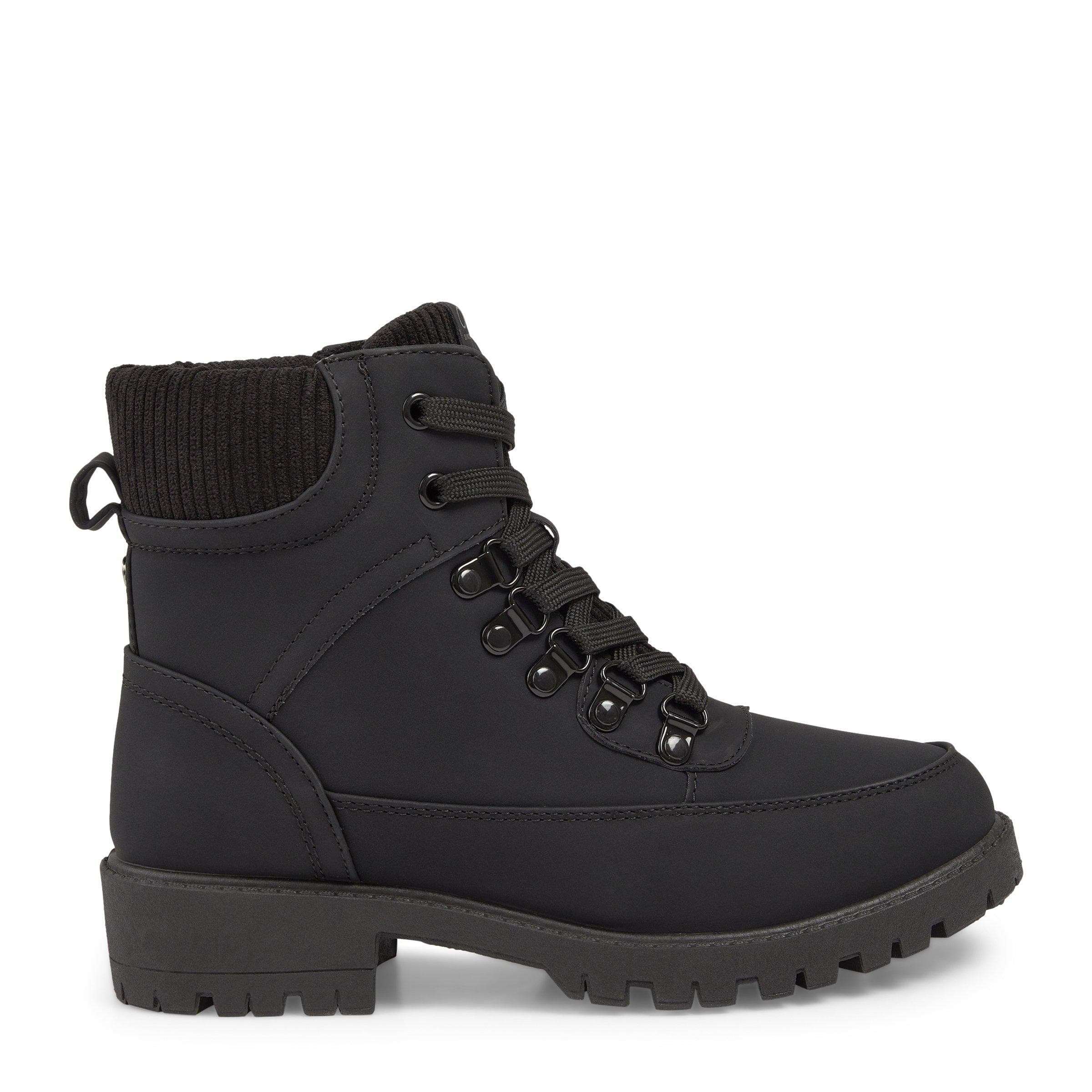 Black Lace-Up Combat Hiking Boots