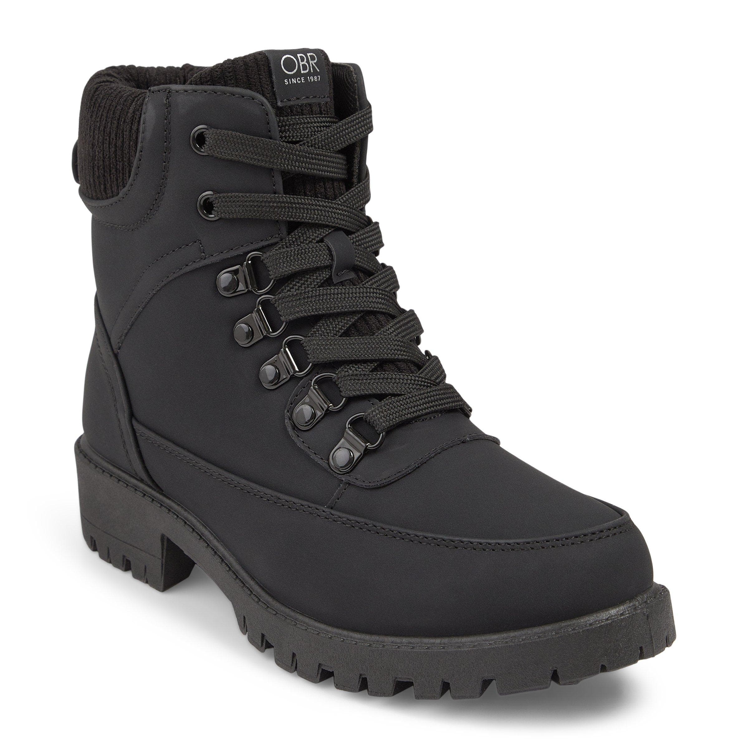 Black Lace-Up Combat Hiking Boots, view 2