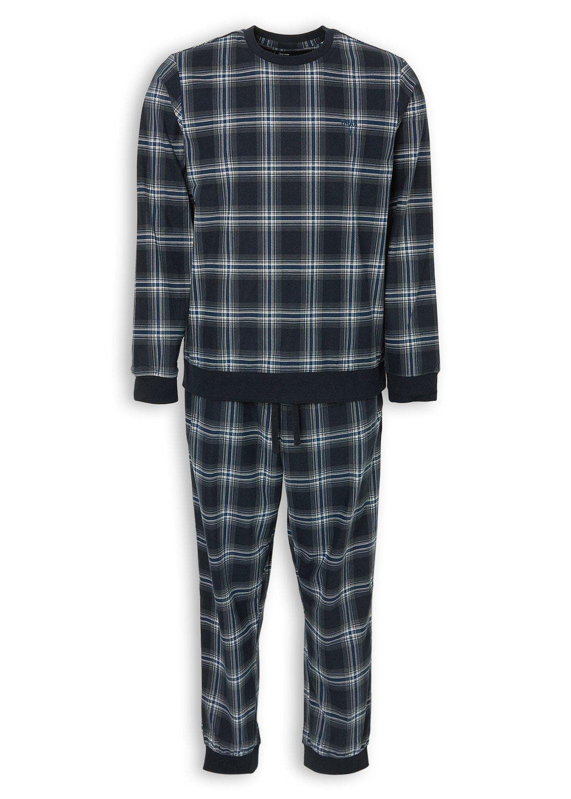 Navy Check Pyjama Top and Pants Set