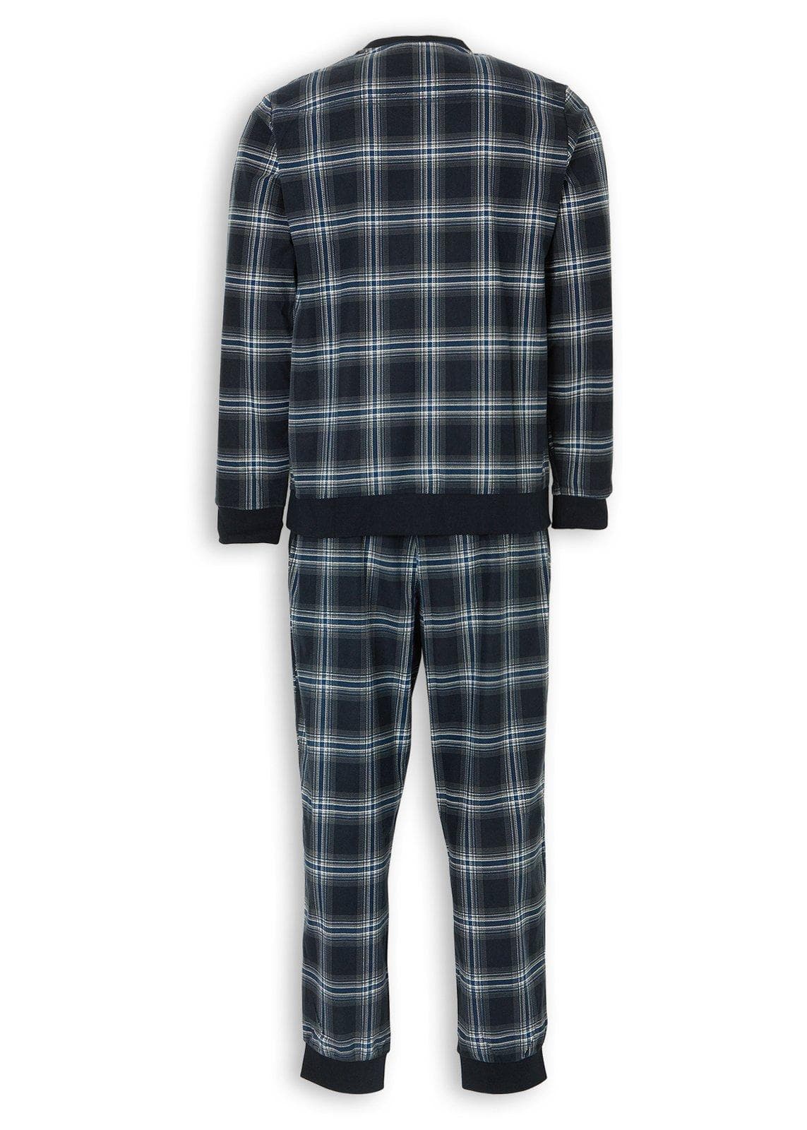 Navy Check Pyjama Top and Pants Set, view 2