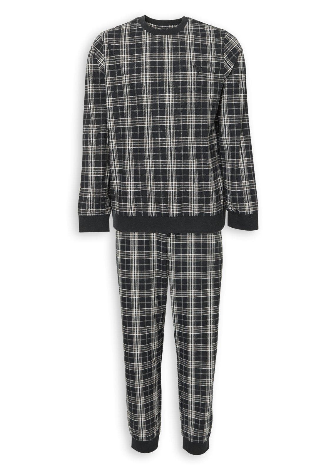 Black Check Pyjama Top and Pants Set