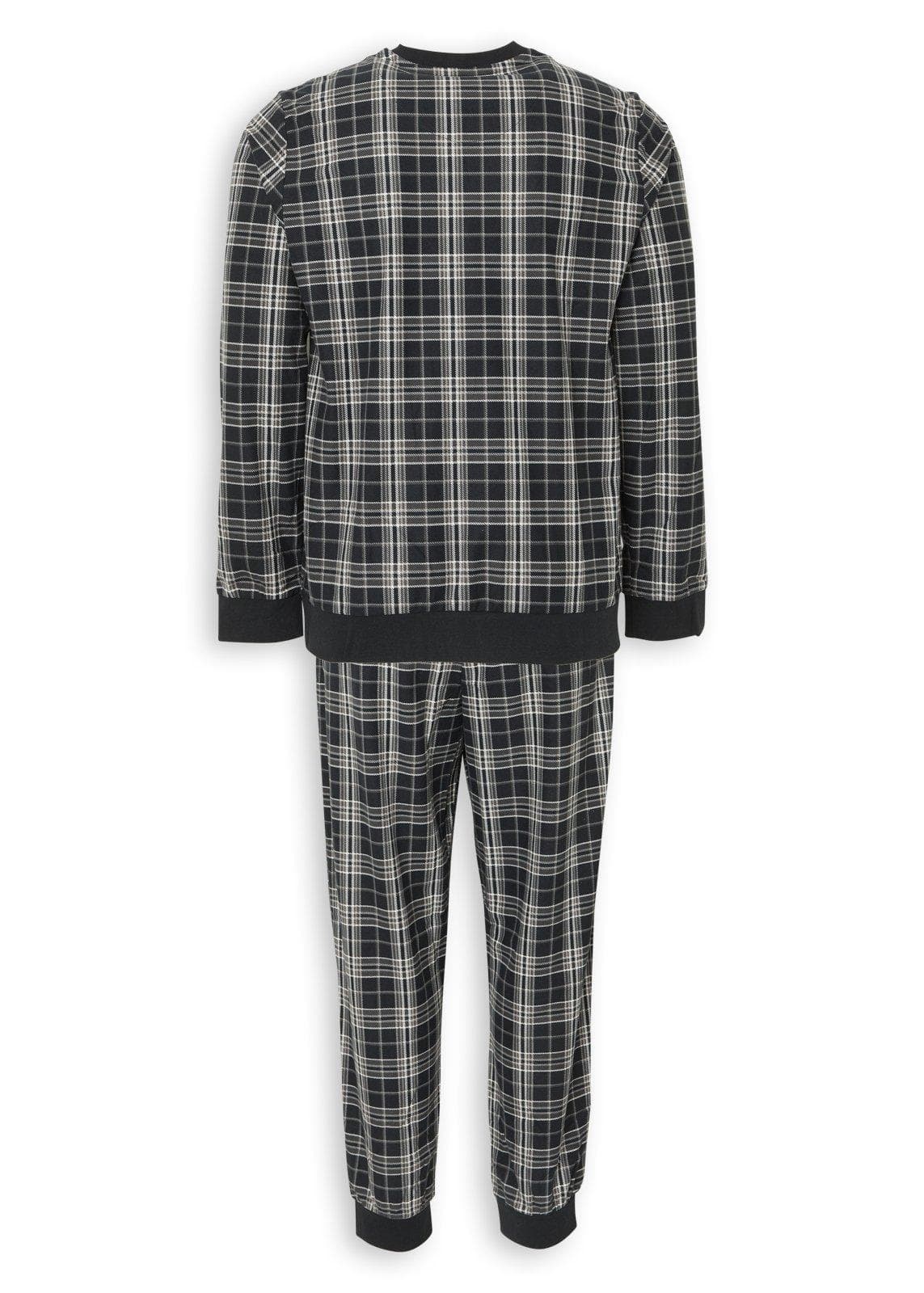 Black Check Pyjama Top and Pants Set, view 2