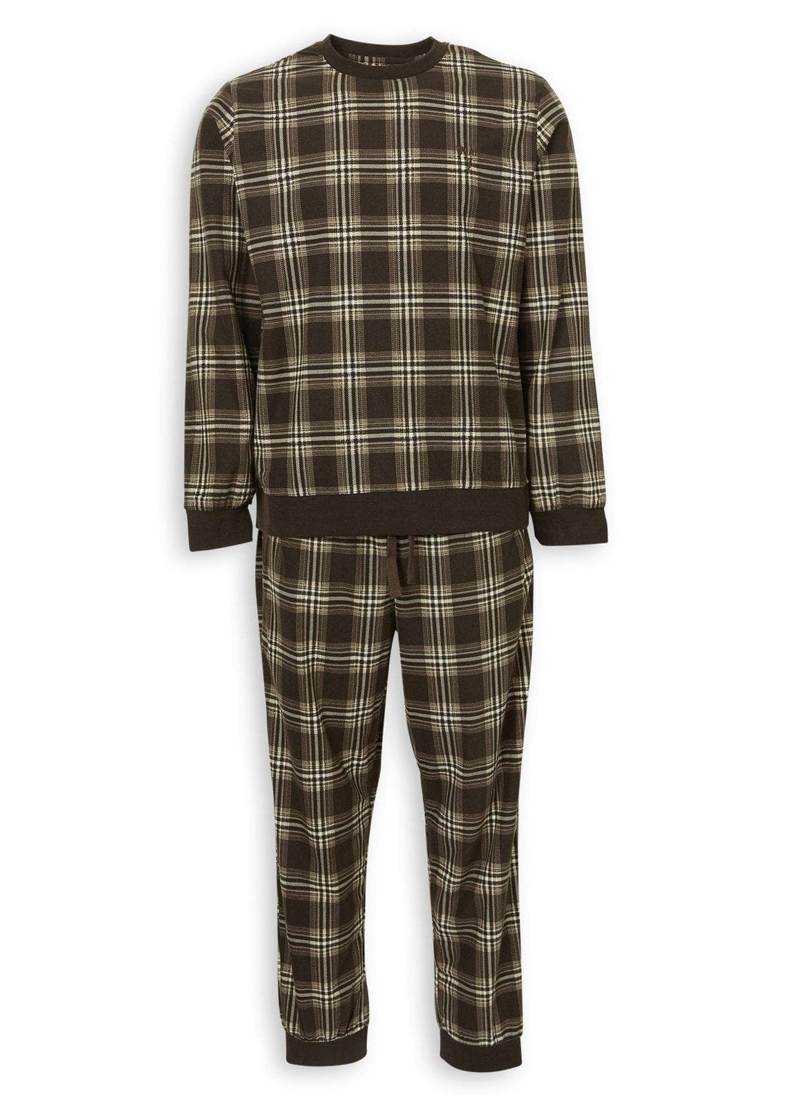 Brown Check Pyjama Top and Pants Set