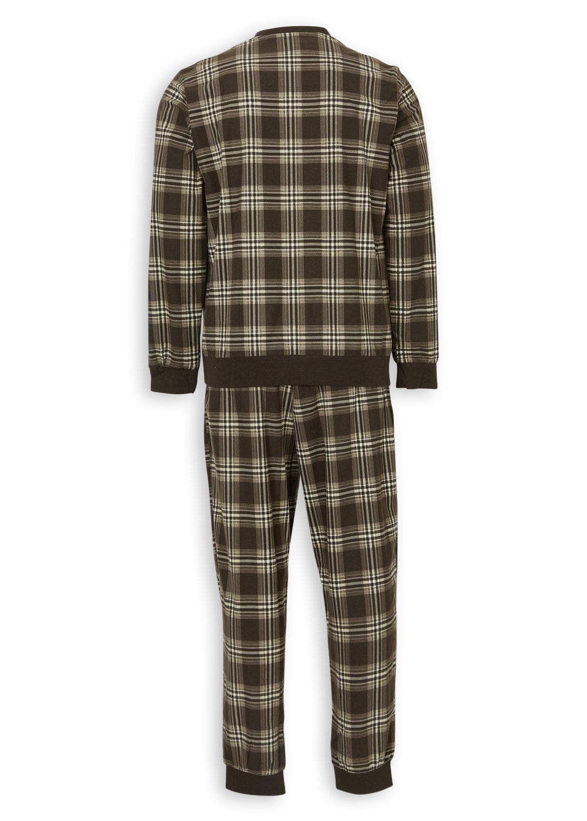 Brown Check Pyjama Top and Pants Set, view 2