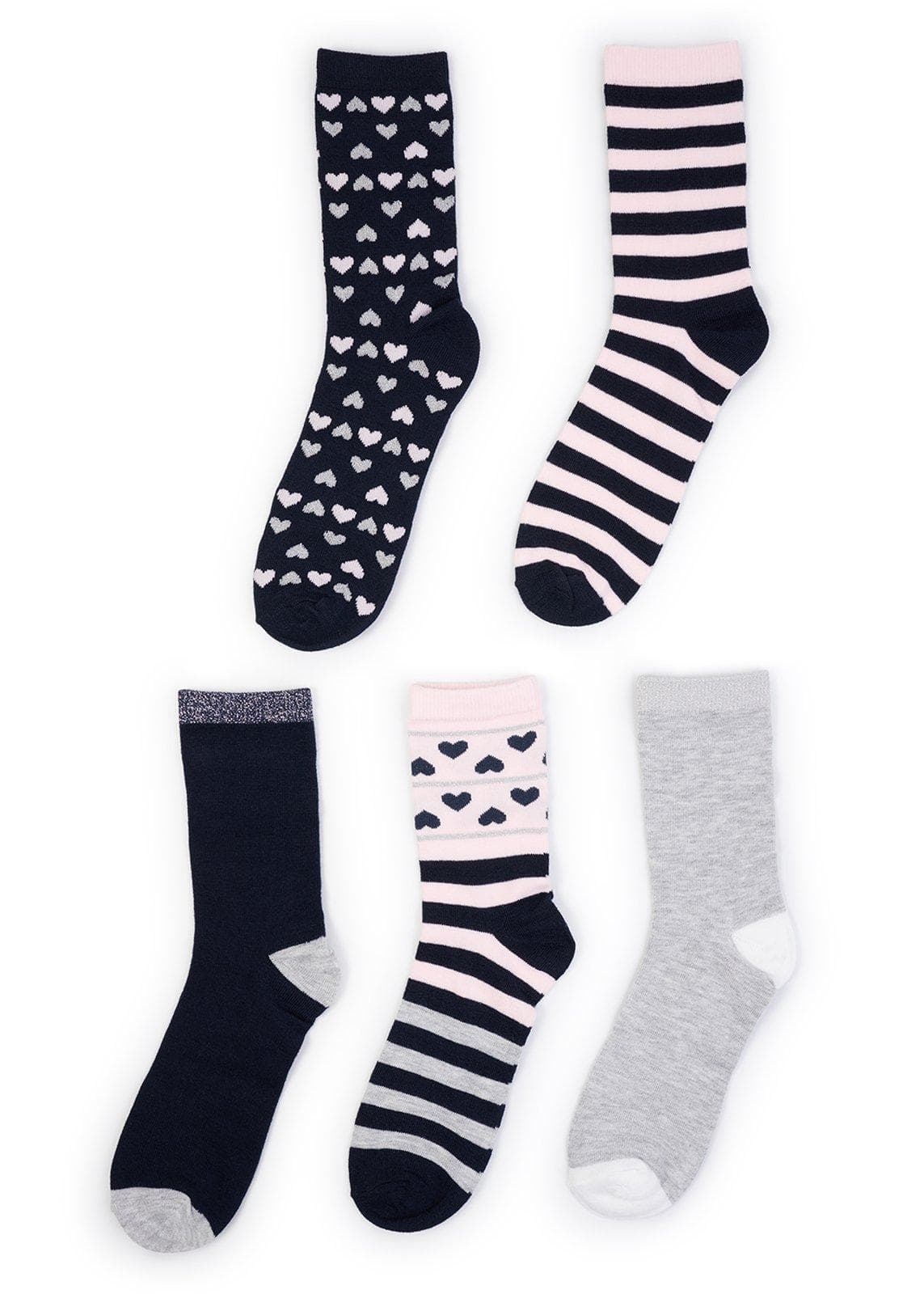 5-Pack Heart & Stripe Socks