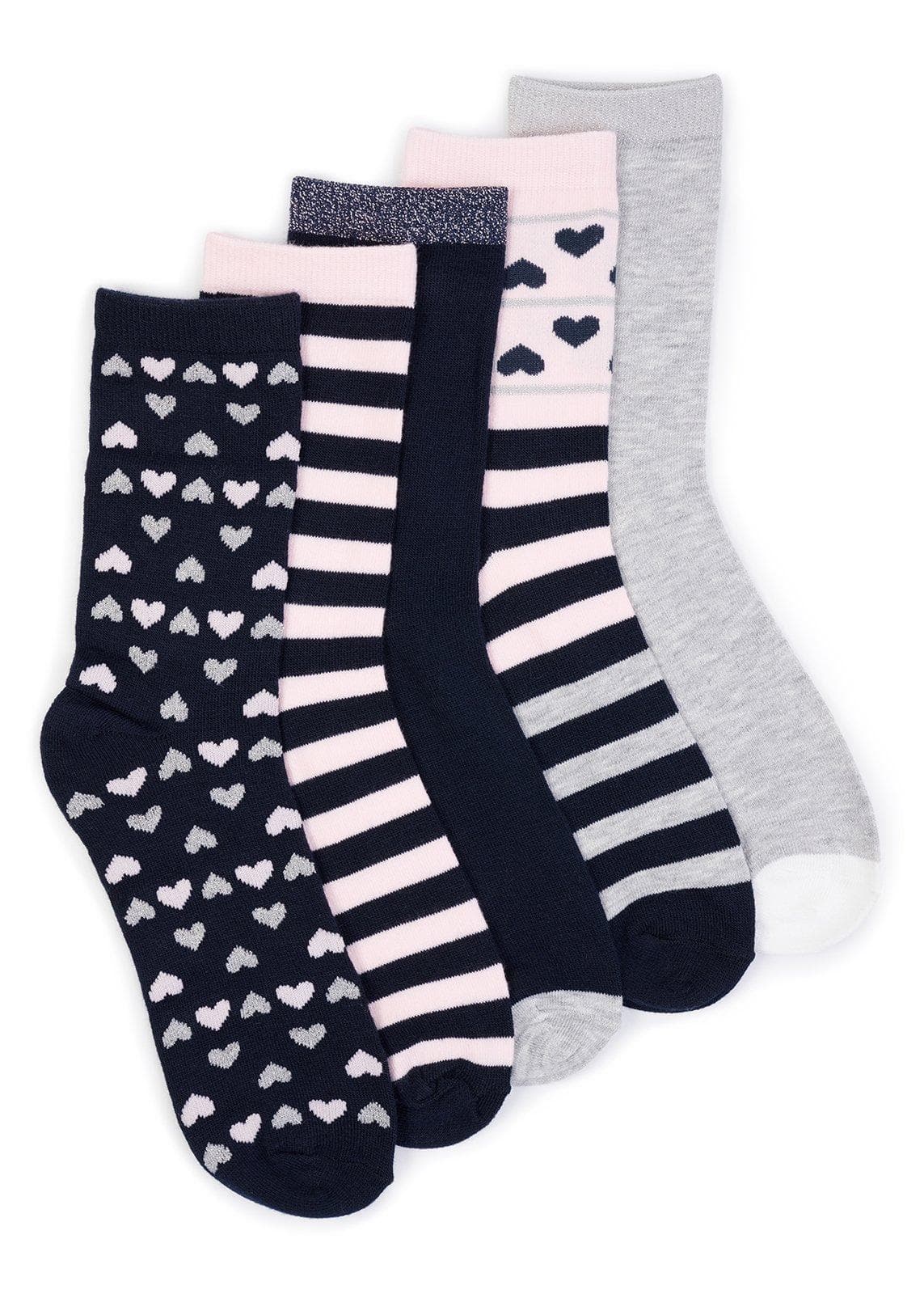 5-Pack Heart & Stripe Socks, view 2