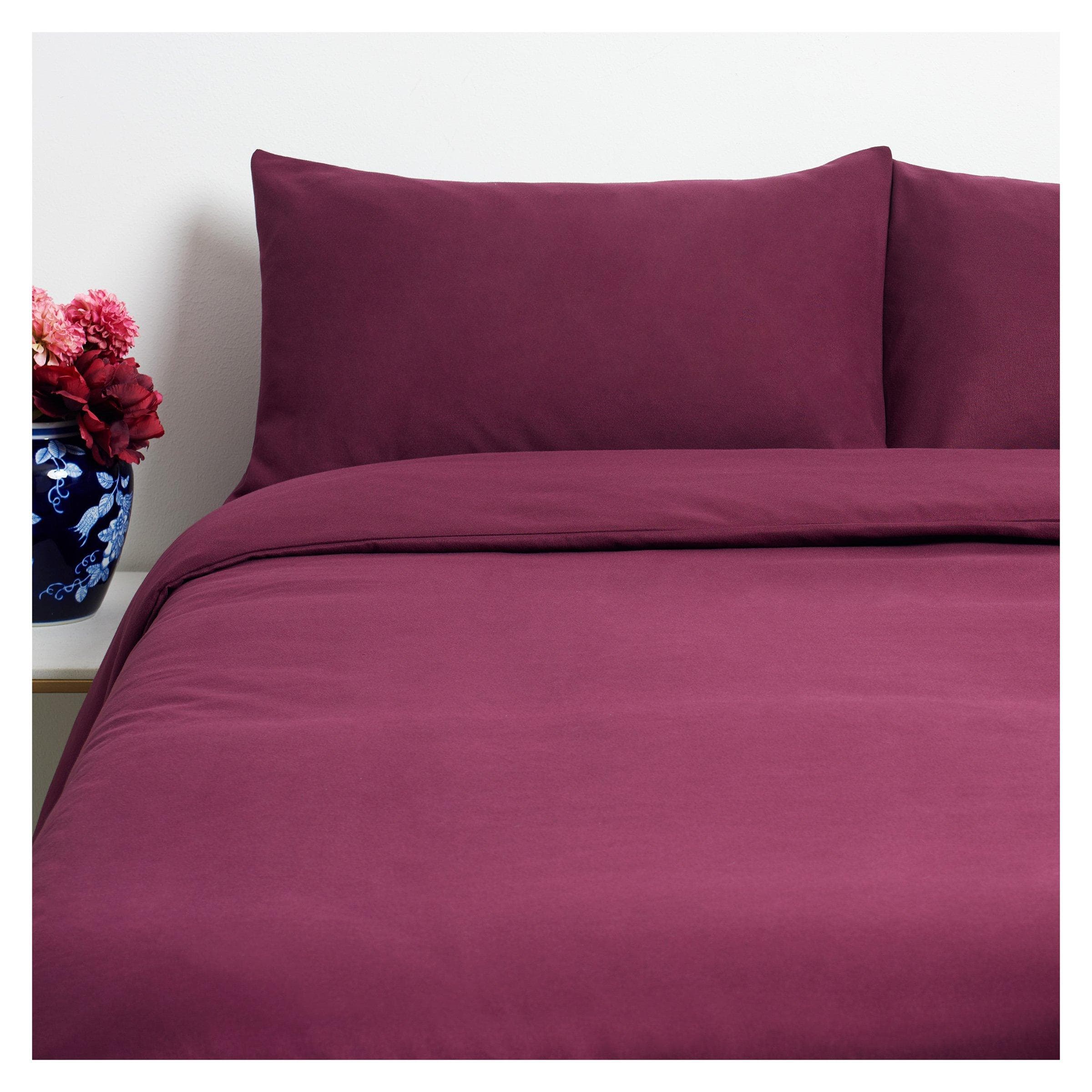 Microfibre Burgundy Duvet Cover Set