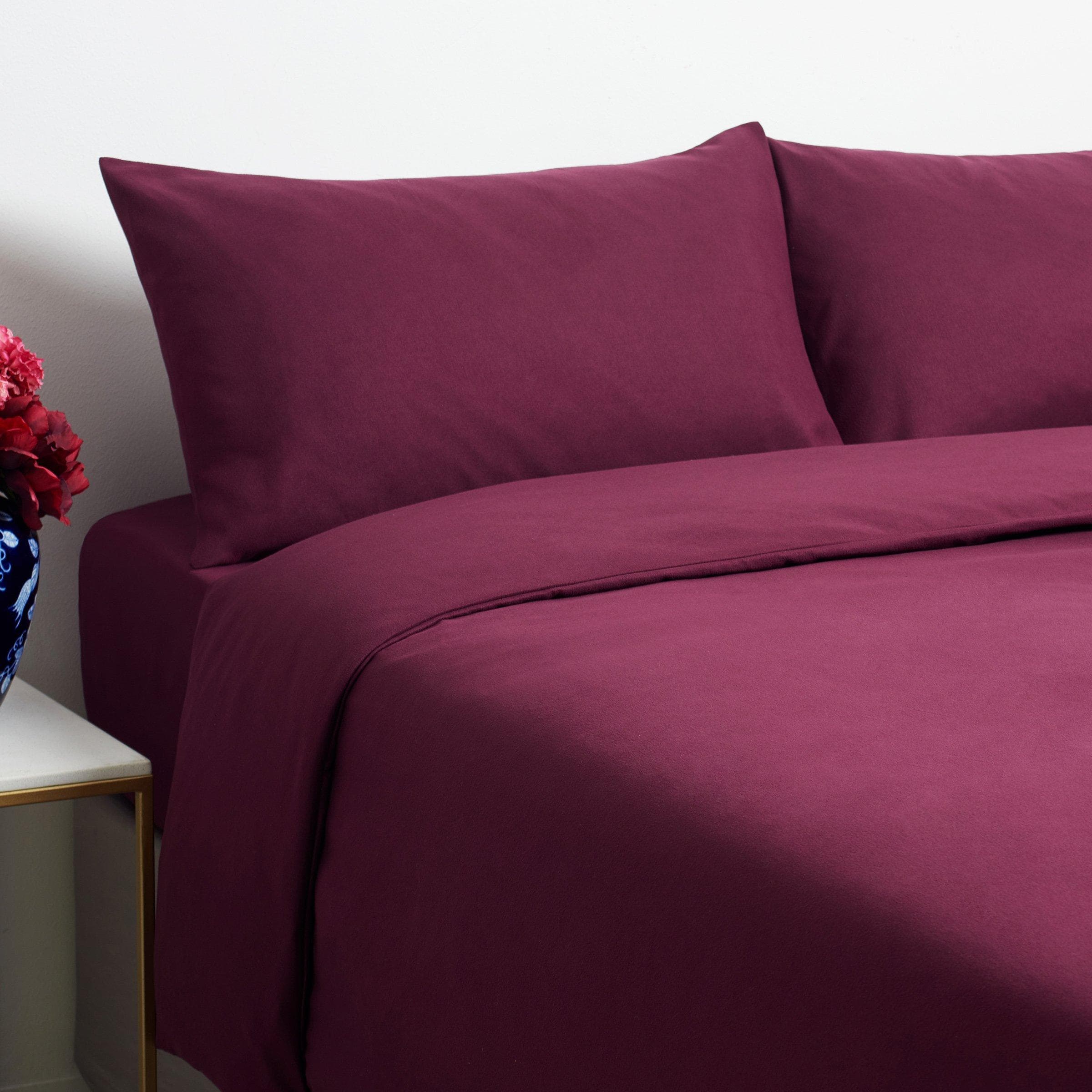 Microfibre Burgundy Duvet Cover Set, view 2