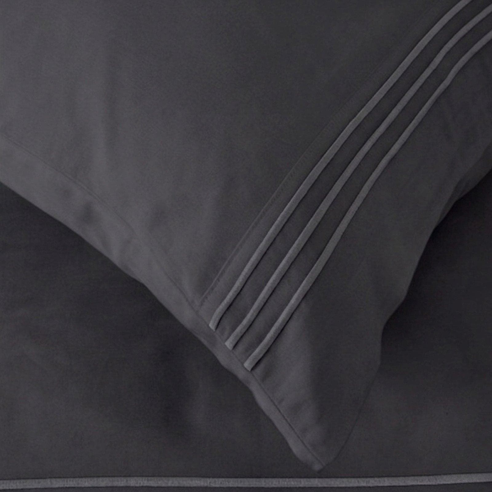 400TC Embroidered Charcoal Pillowcase