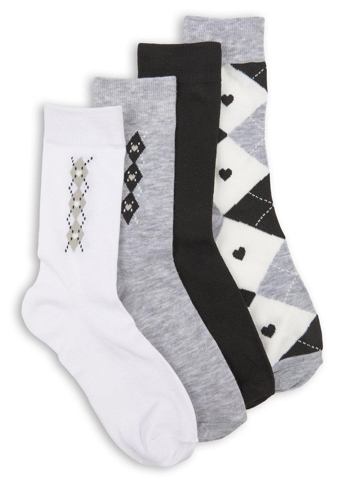 Grey Multi Argyle Trouser Socks, view 2