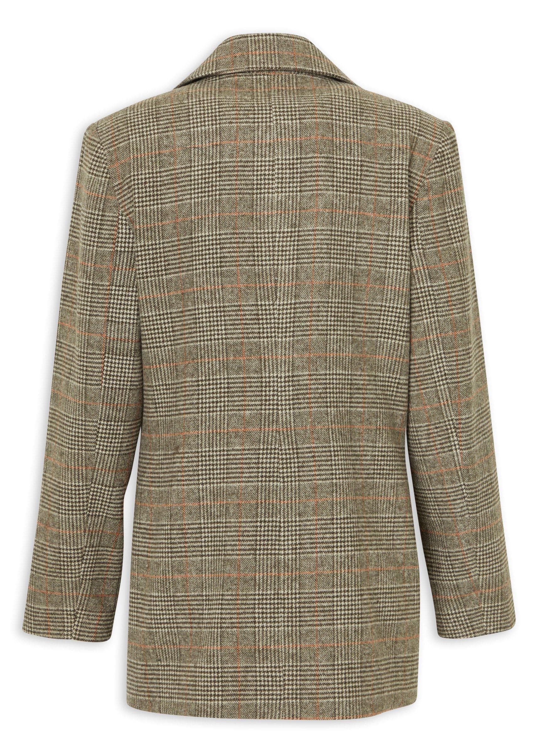 Brown Check Blazer with Badge, view 2