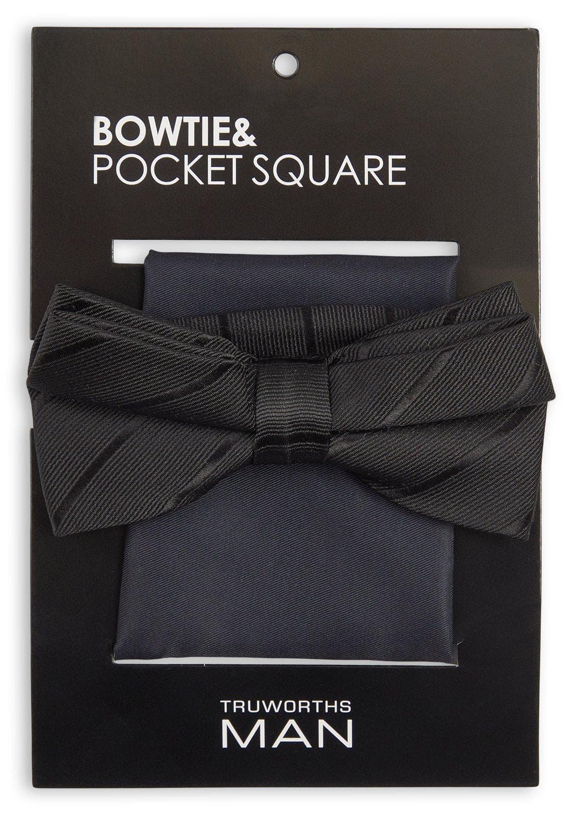 Black Bow Tie and Pocket Square Set
