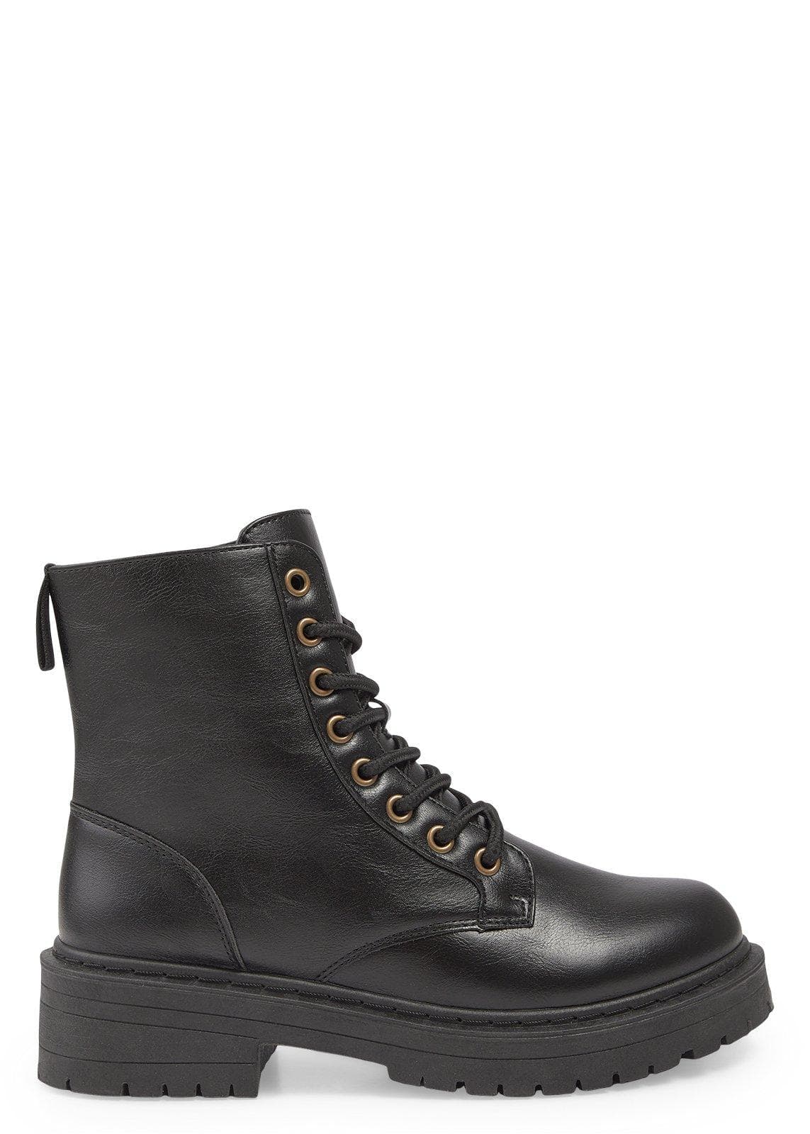 Black Lace-Up Combat Boot