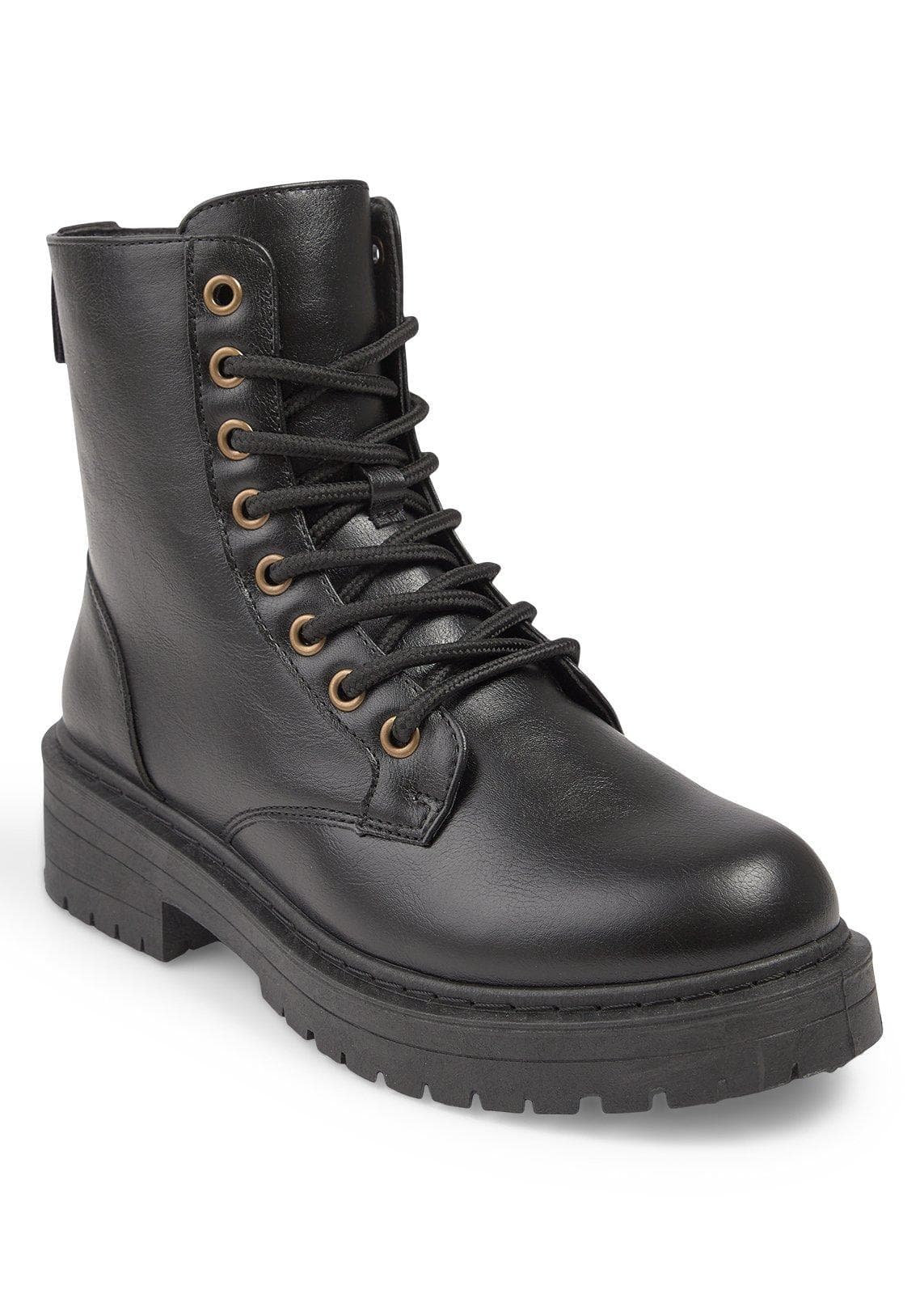 Black Lace-Up Combat Boot, view 2