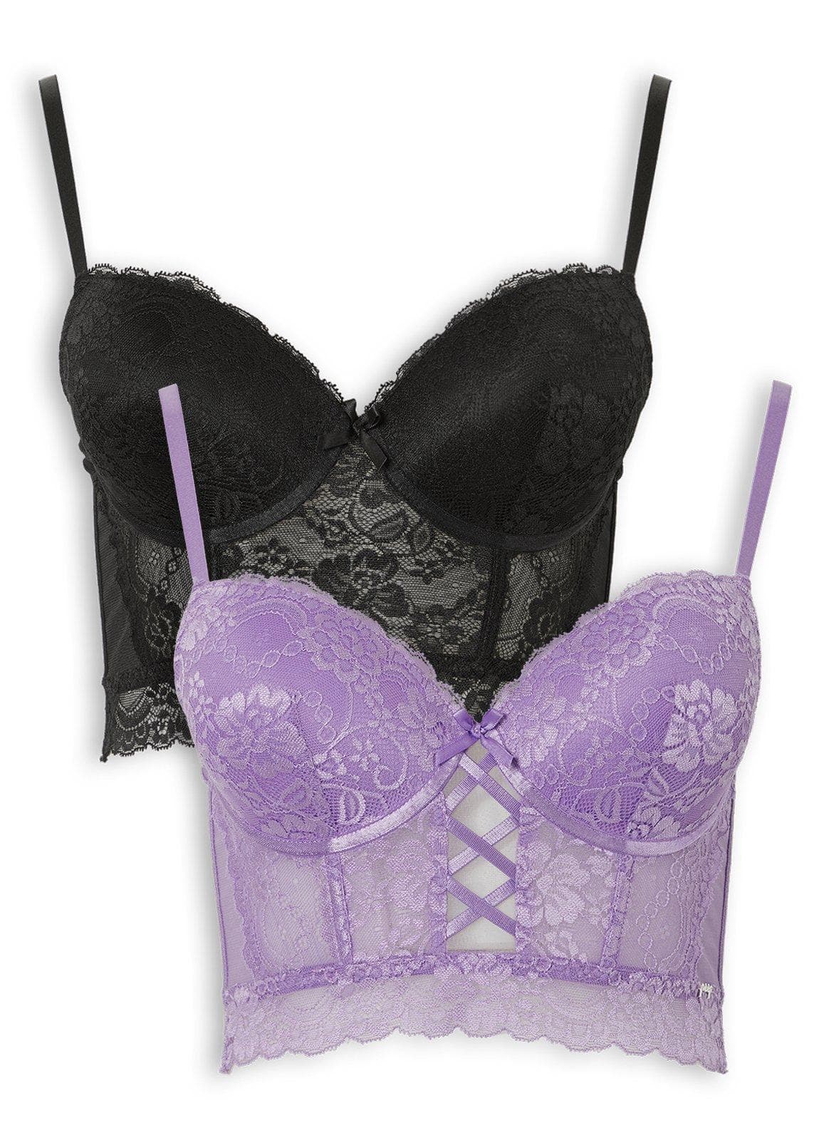 2 Pack Lilac & Black Push Up Bras