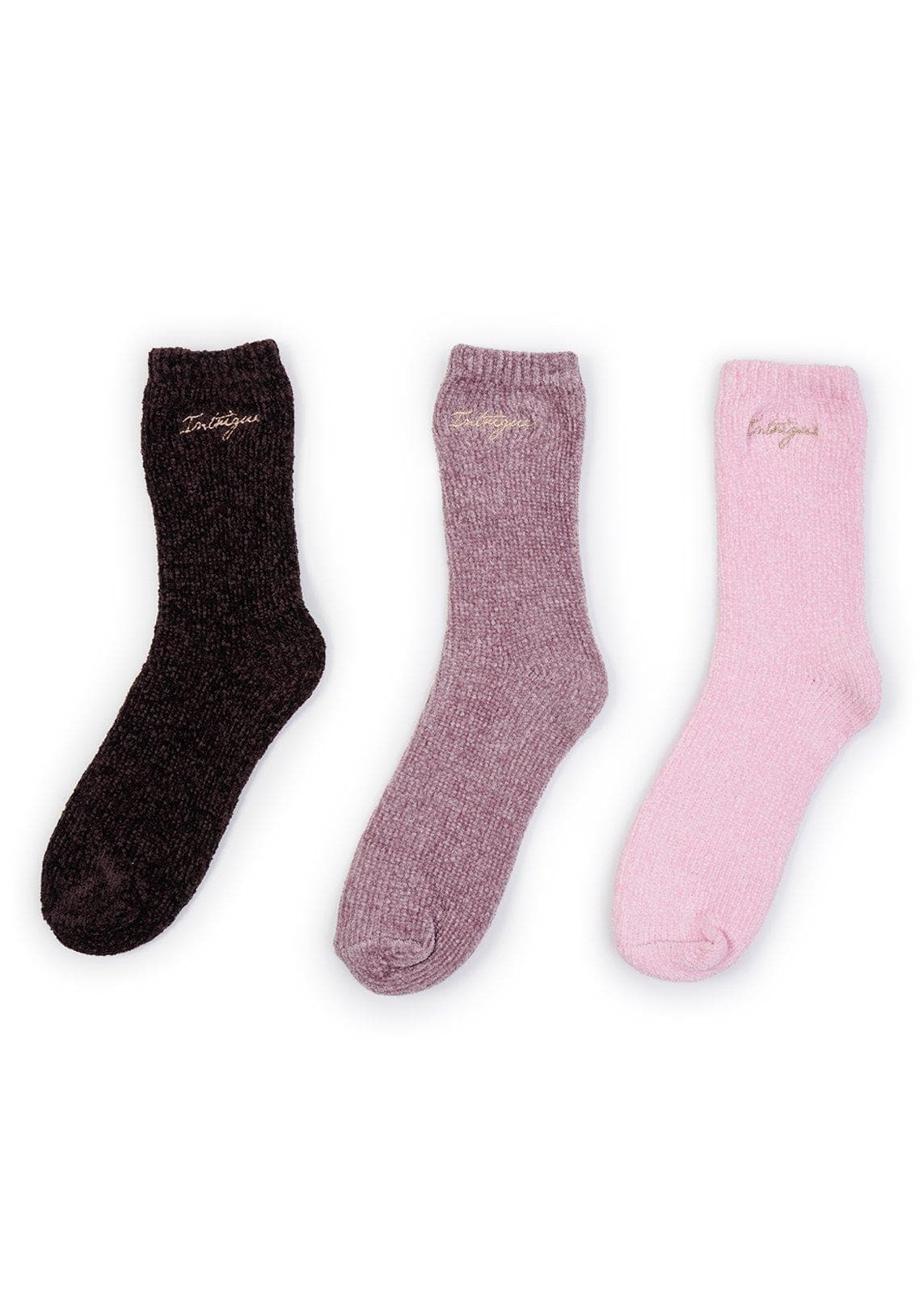 3-Pack Pink Multi Fuzzy Chenille Socks