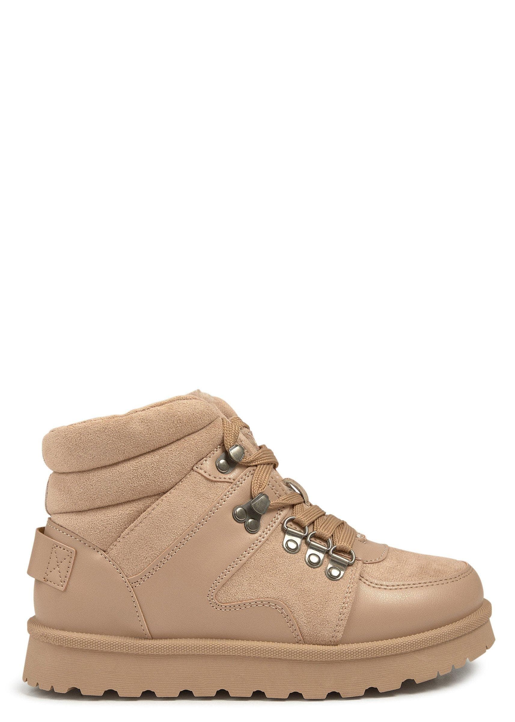 Tan Suede Platform Hiking Boots