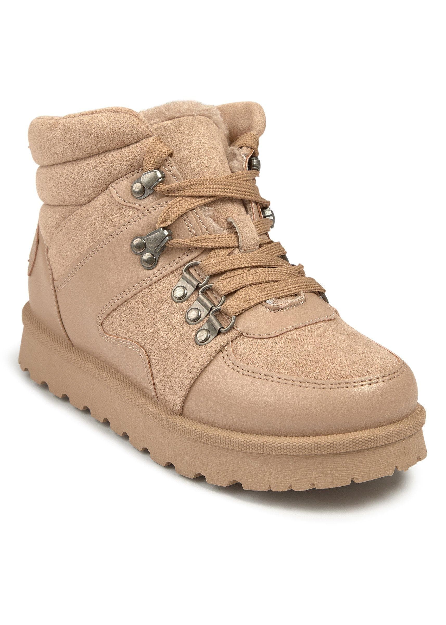 Tan Suede Platform Hiking Boots, view 2