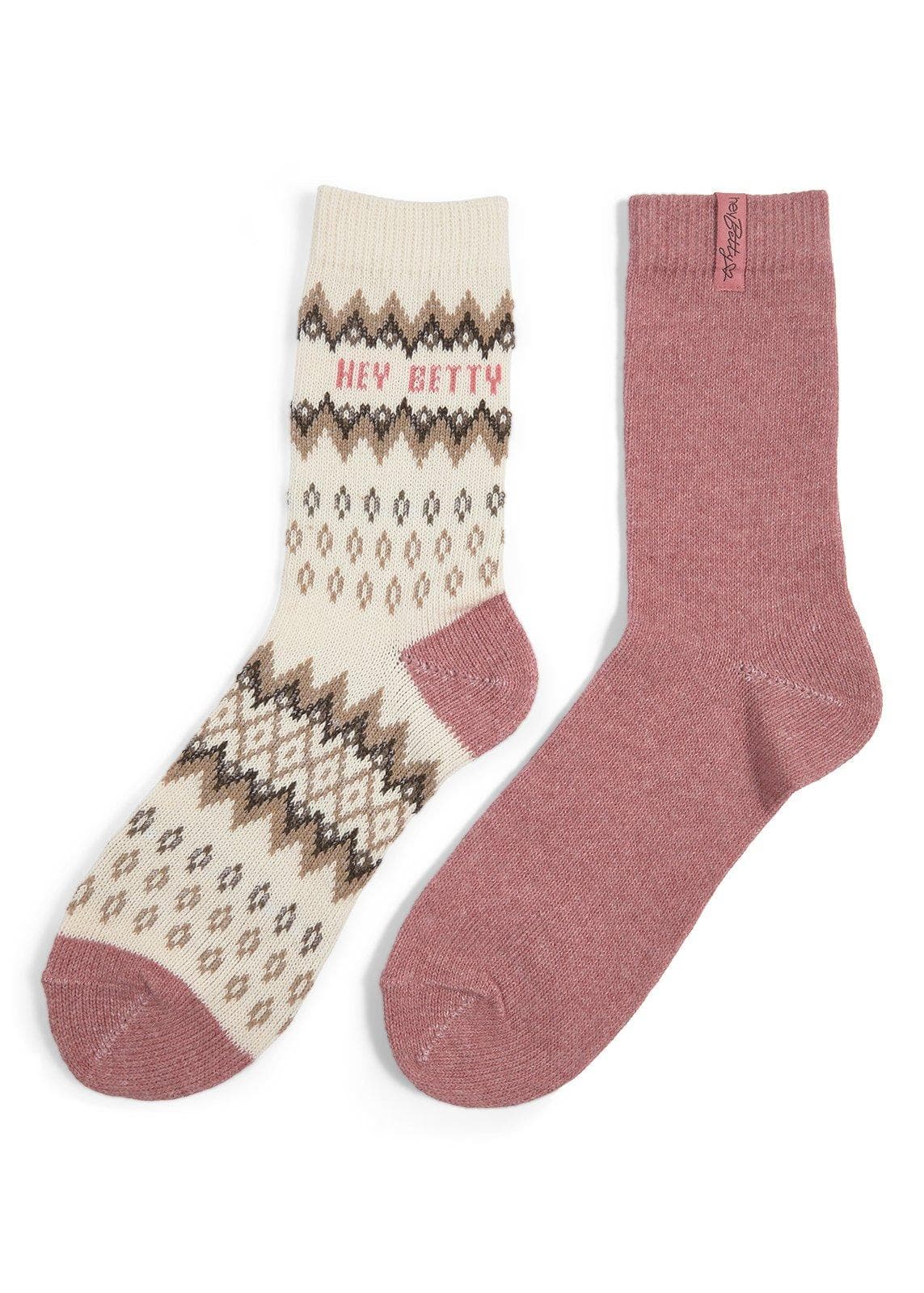 2-Pack Plain & Fairisle Cosy Socks