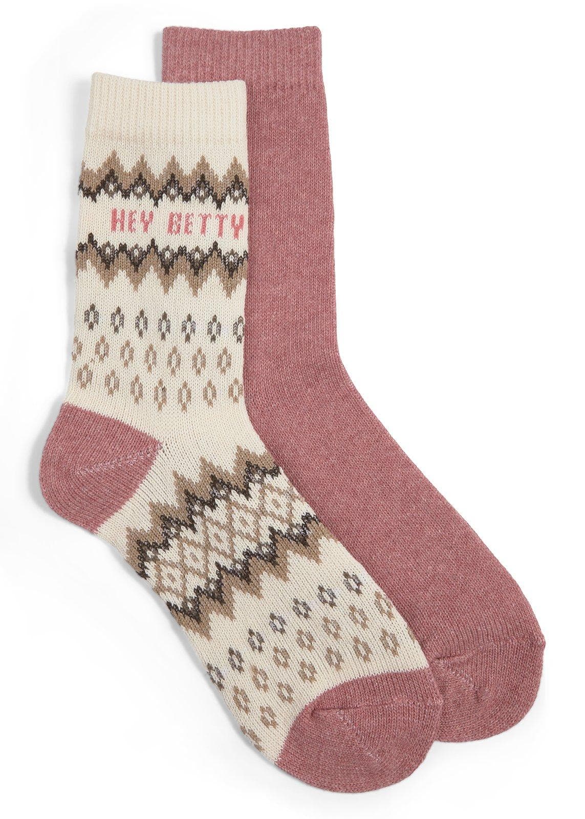 2-Pack Plain & Fairisle Cosy Socks, view 2