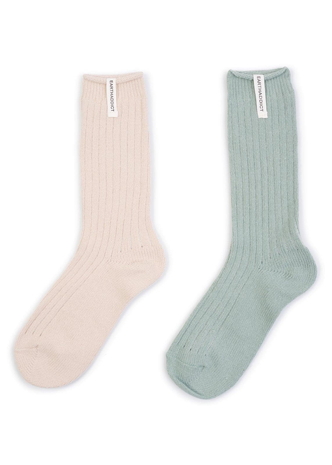 2-Pack Beige & Green Socks