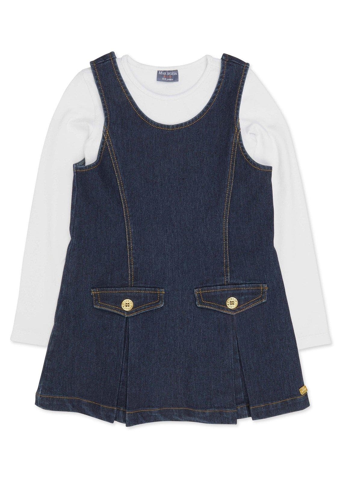 Kid Girls Indigo Denim Dungaree Set