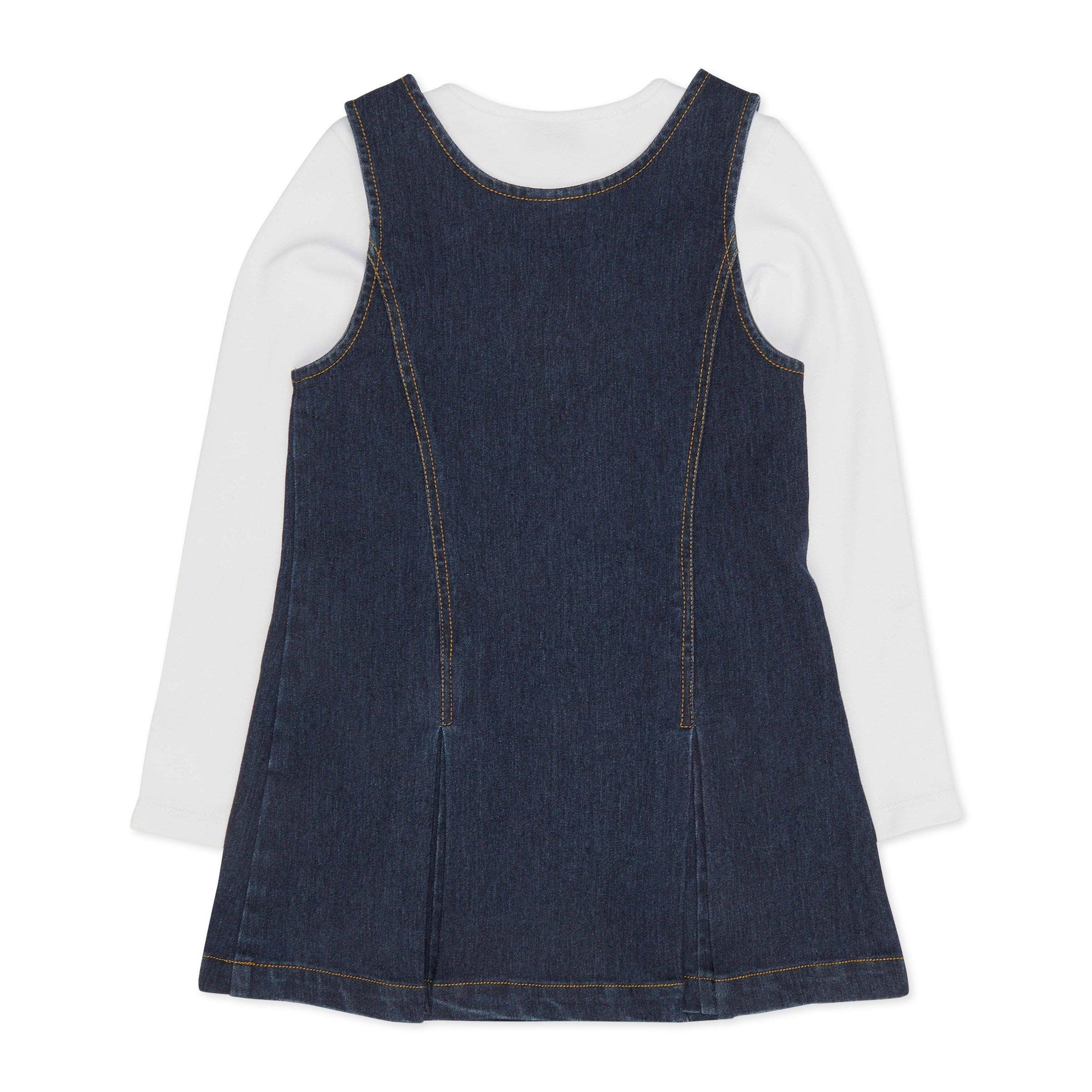 Kid Girls Indigo Denim Dungaree Set, view 2