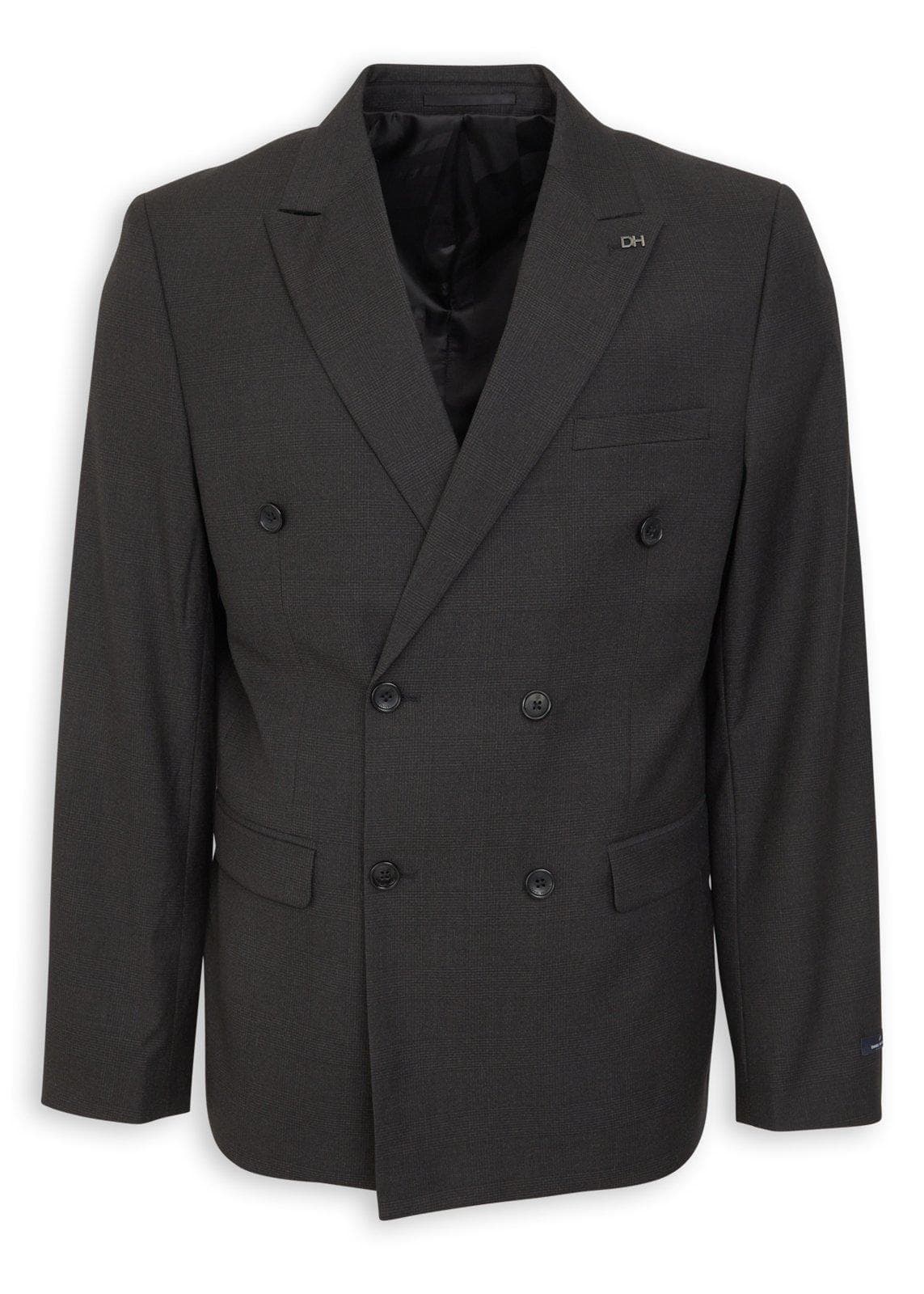 Grey Check Double-breasted Blazer