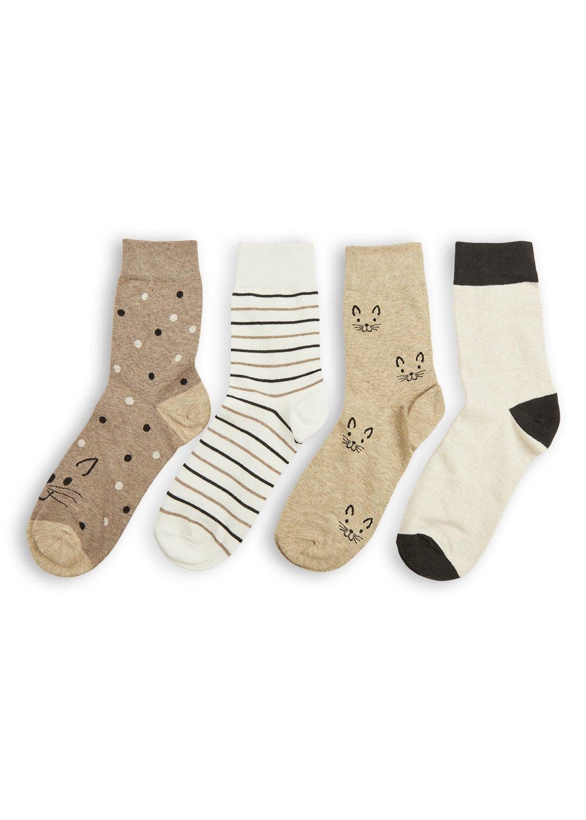 4-Pack Brown Multi Socks