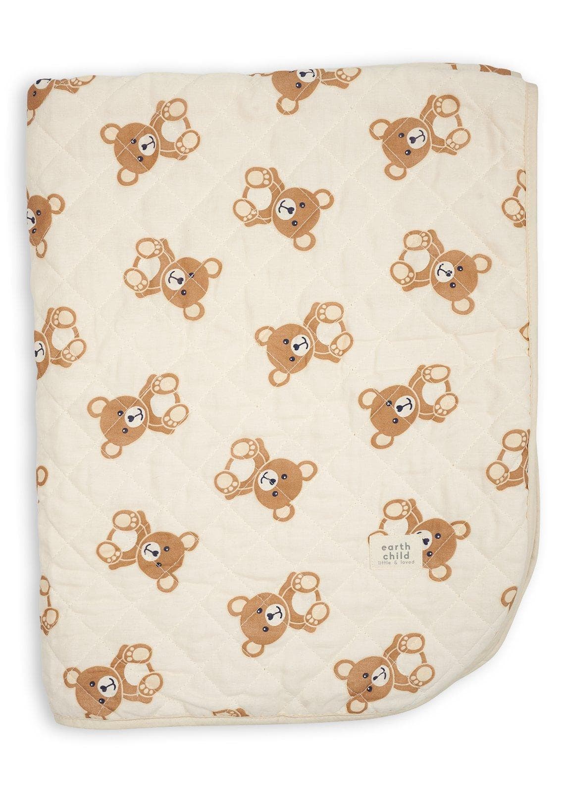 Newborn Boys Beige Bear Print Blanket, view 2
