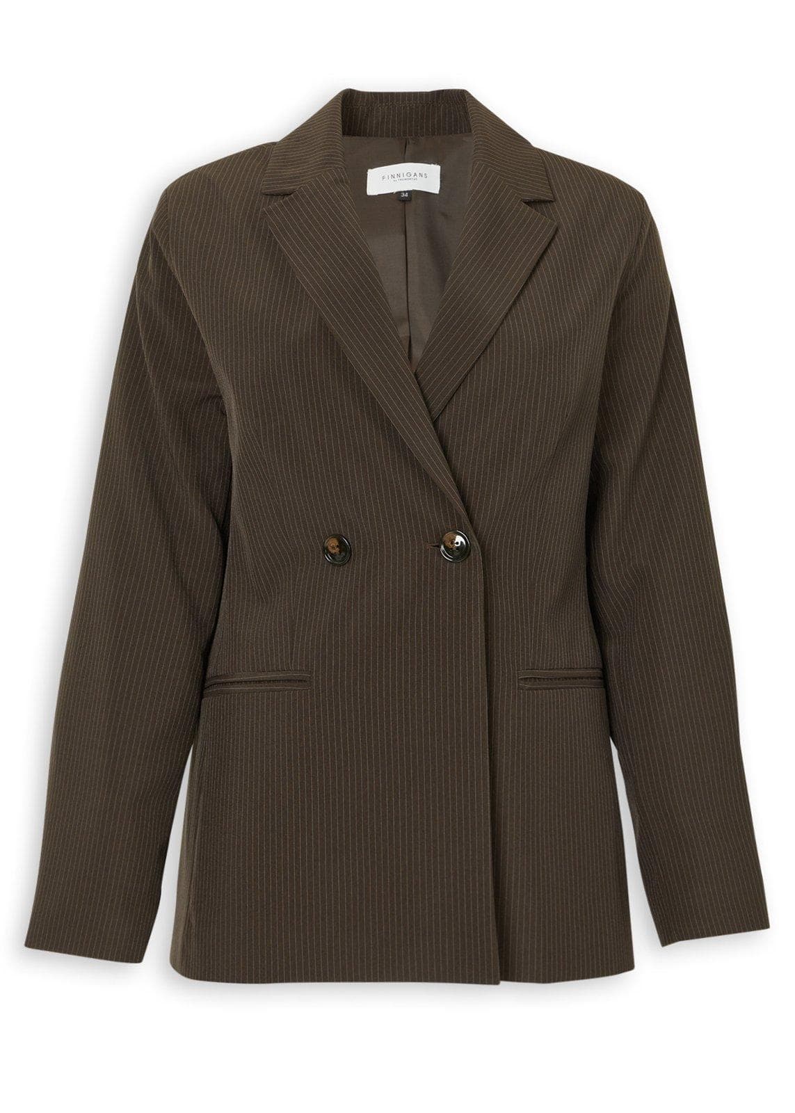 Brown 2-Button Pinstripe Blazer