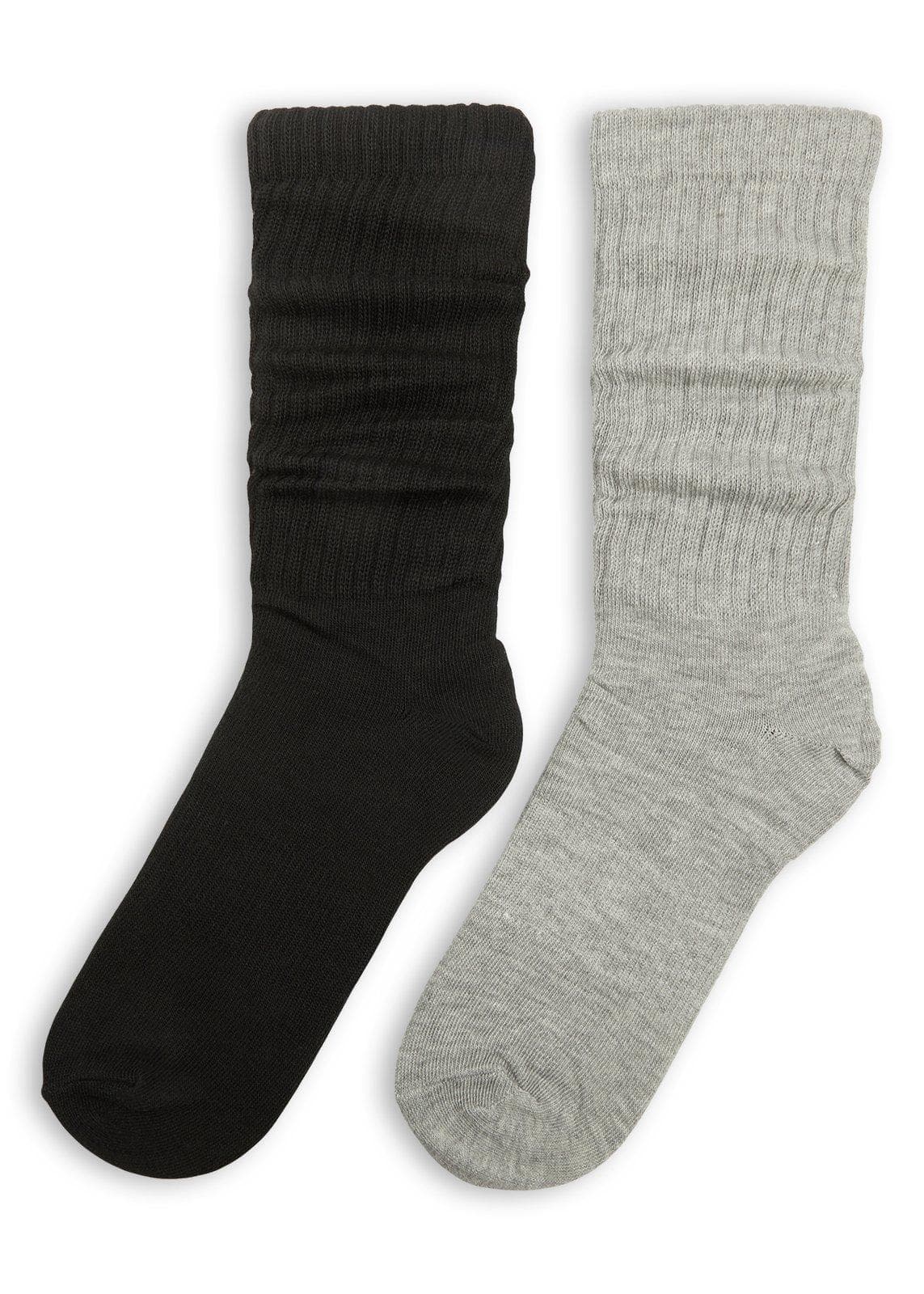 2-Pack Black & Grey Slouchy Socks