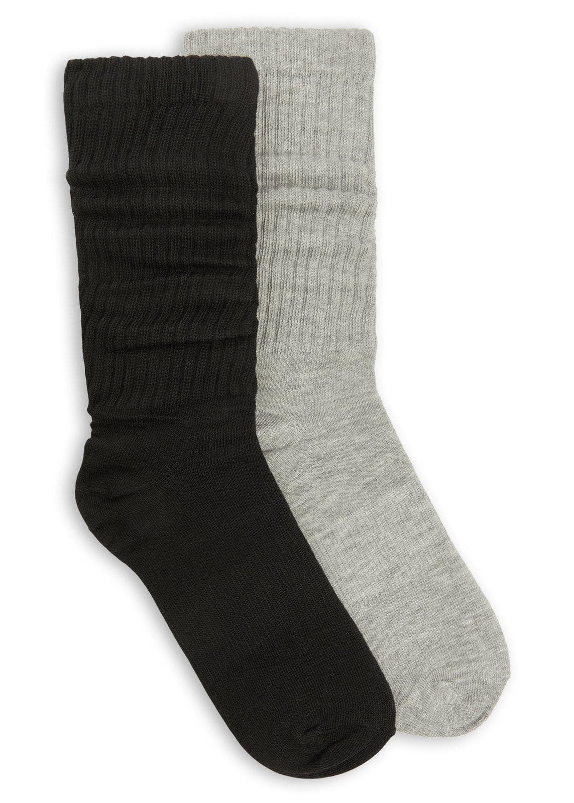2-Pack Black & Grey Slouchy Socks, view 2