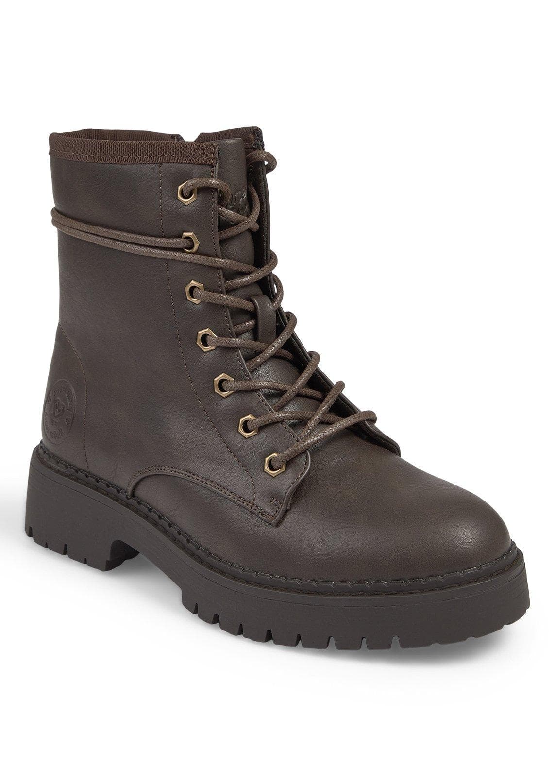 Brown Lace-Up Combat Boots, view 2