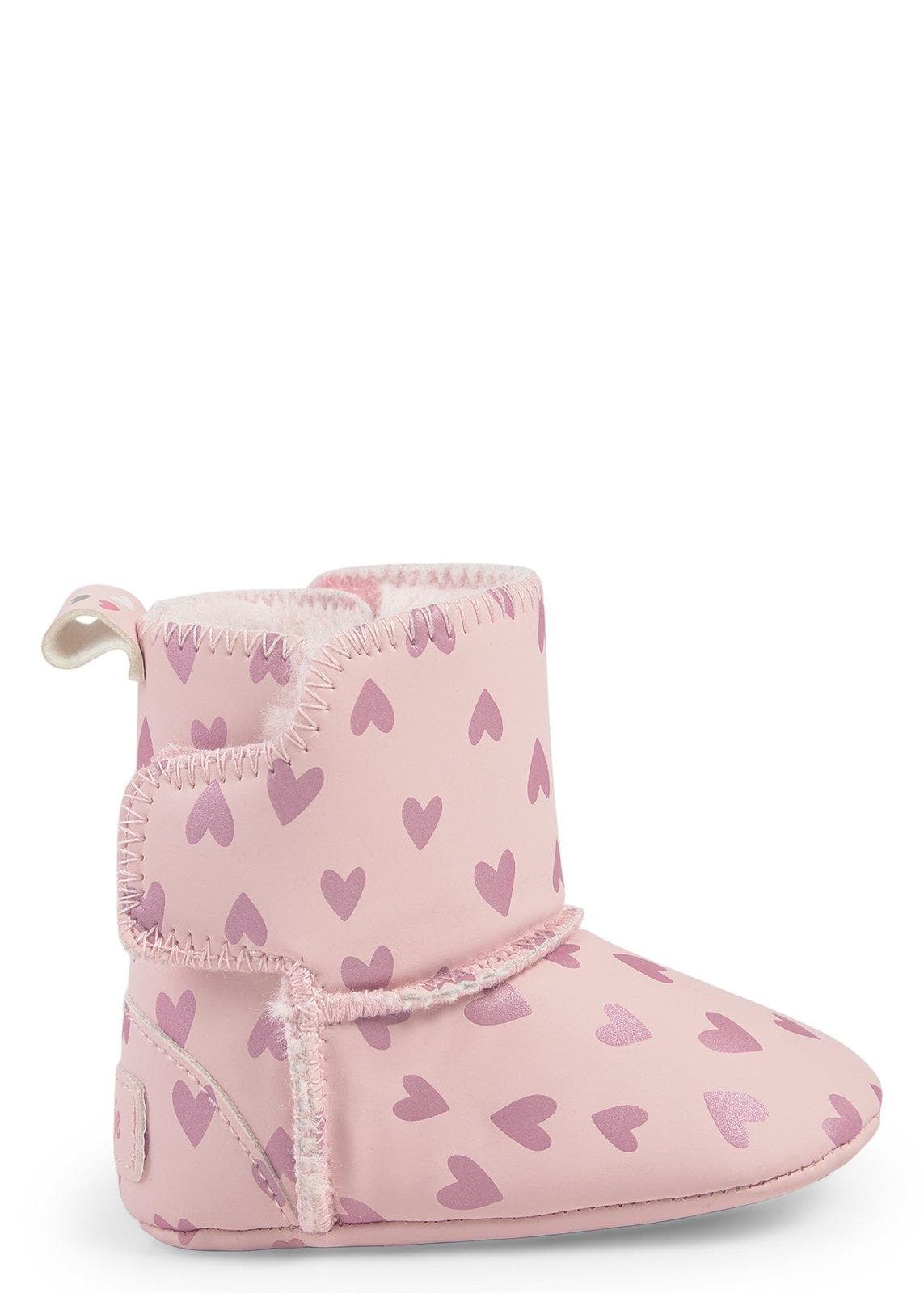 Newborn Girls Pink Lined Booties