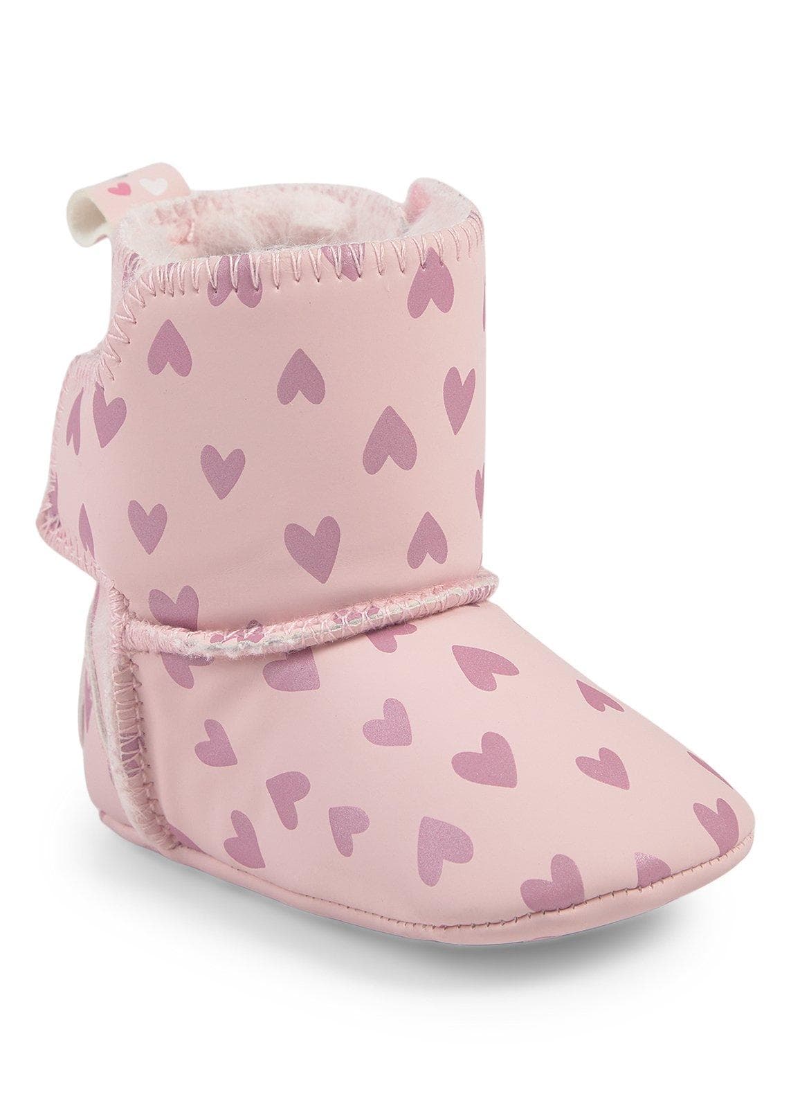 Newborn Girls Pink Lined Booties, view 2